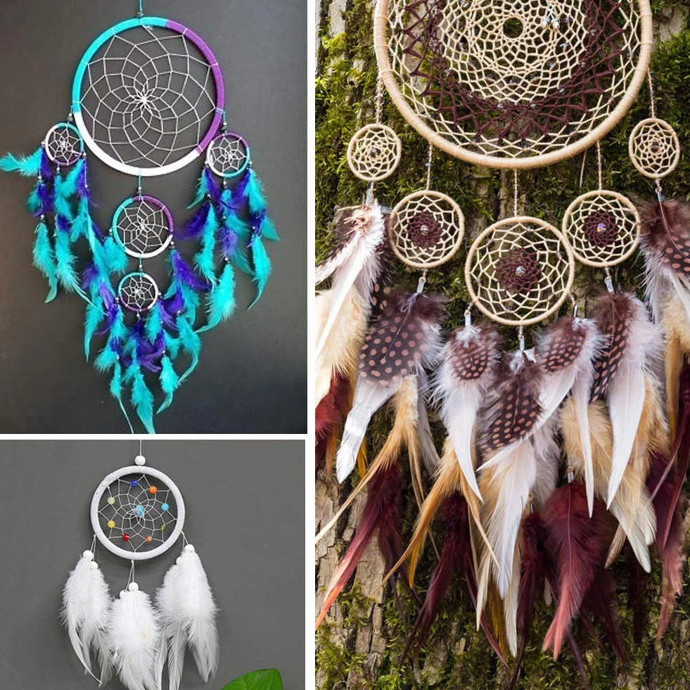 EQLEF Aro Atrapasueños Grande, 6 Piezas de plástico Dream Catcher Hoop Plastic, Anillo Redondo Blanco de macramé para tamaños DIY Crafting-6