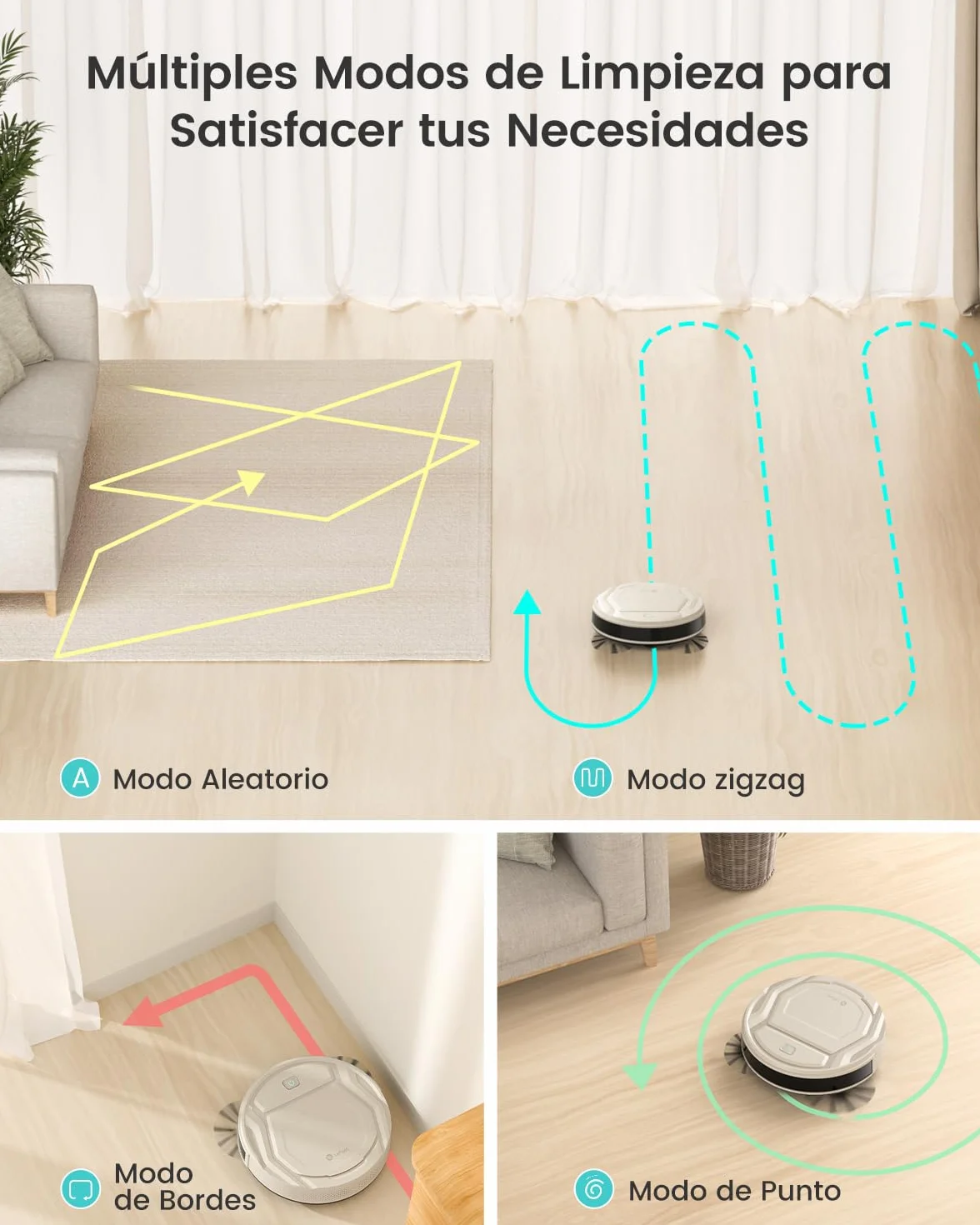 Lefant Robot Aspirador 2200 Pa,120 Min Autonomía, Aspirador Robot 6 Modos de Limpieza, Evitar Enredos, Delgada, Silenciosa, WiFi/Alexa/App, Ideal para Pelo de Mascotas, Suelo Duro, M210 Pro Champán