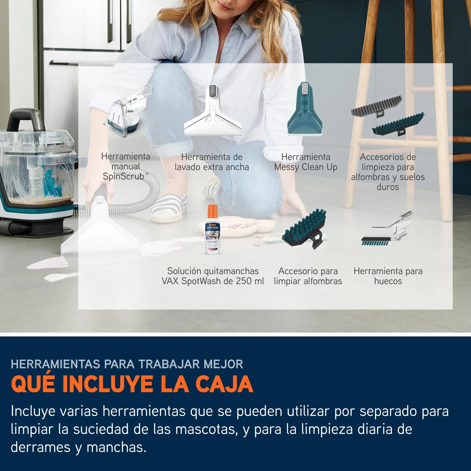 Vax SpotWash Home Duo Diseño para Mascotas Quitamanchas, para Alfombras, Tapicerías, Sofás, Coches, Limpieza de Mascotas de Alto Rendimiento, Secado Rápido, Tanque Mediano