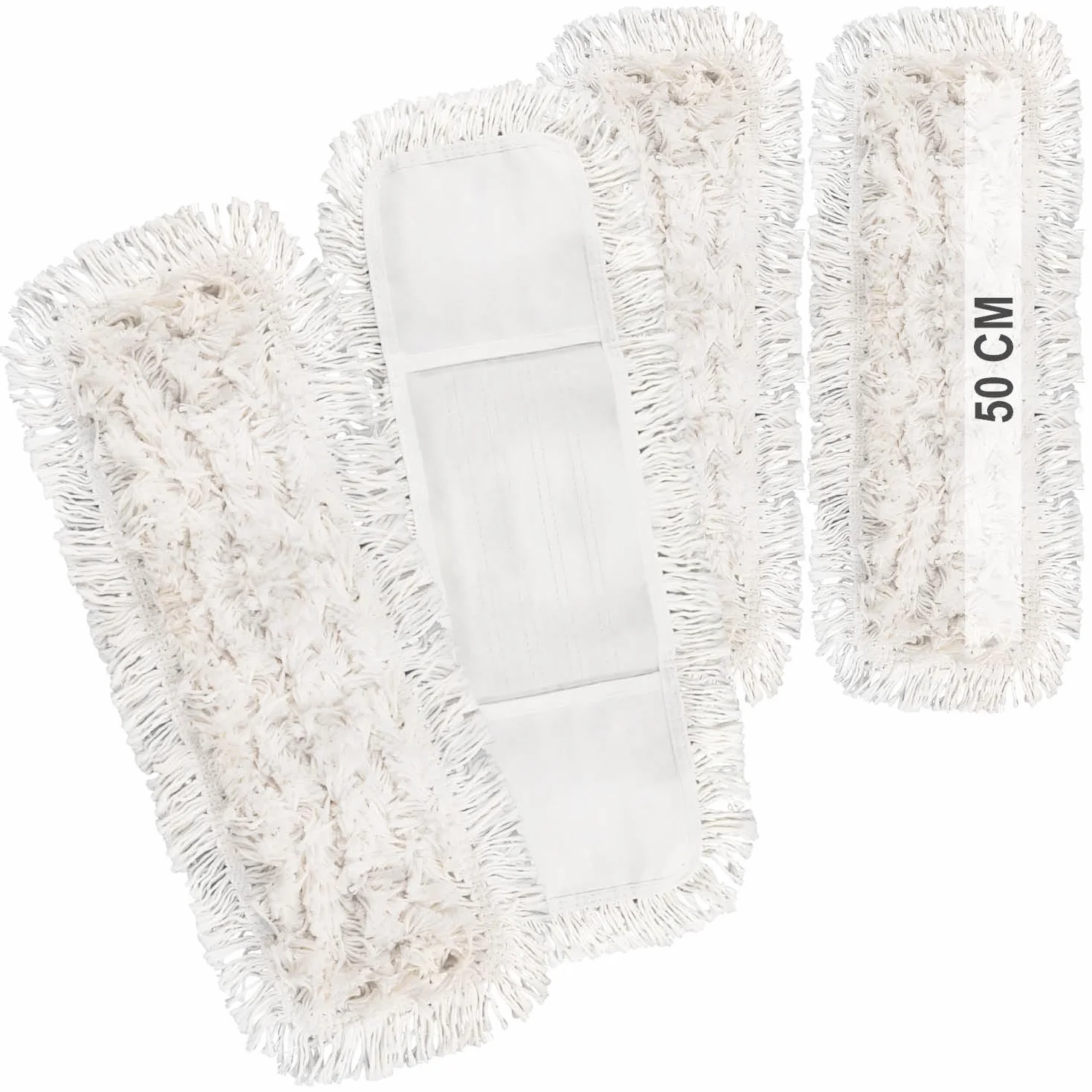 com-four® 4X paño de Limpieza Premium - paño de Repuesto de Microfibra para trapeador de Piso - trapeador de Limpieza Interior de 50 cm de Ancho - Lavable hasta 60°C (4 Piezas - Blanco - 50cm)