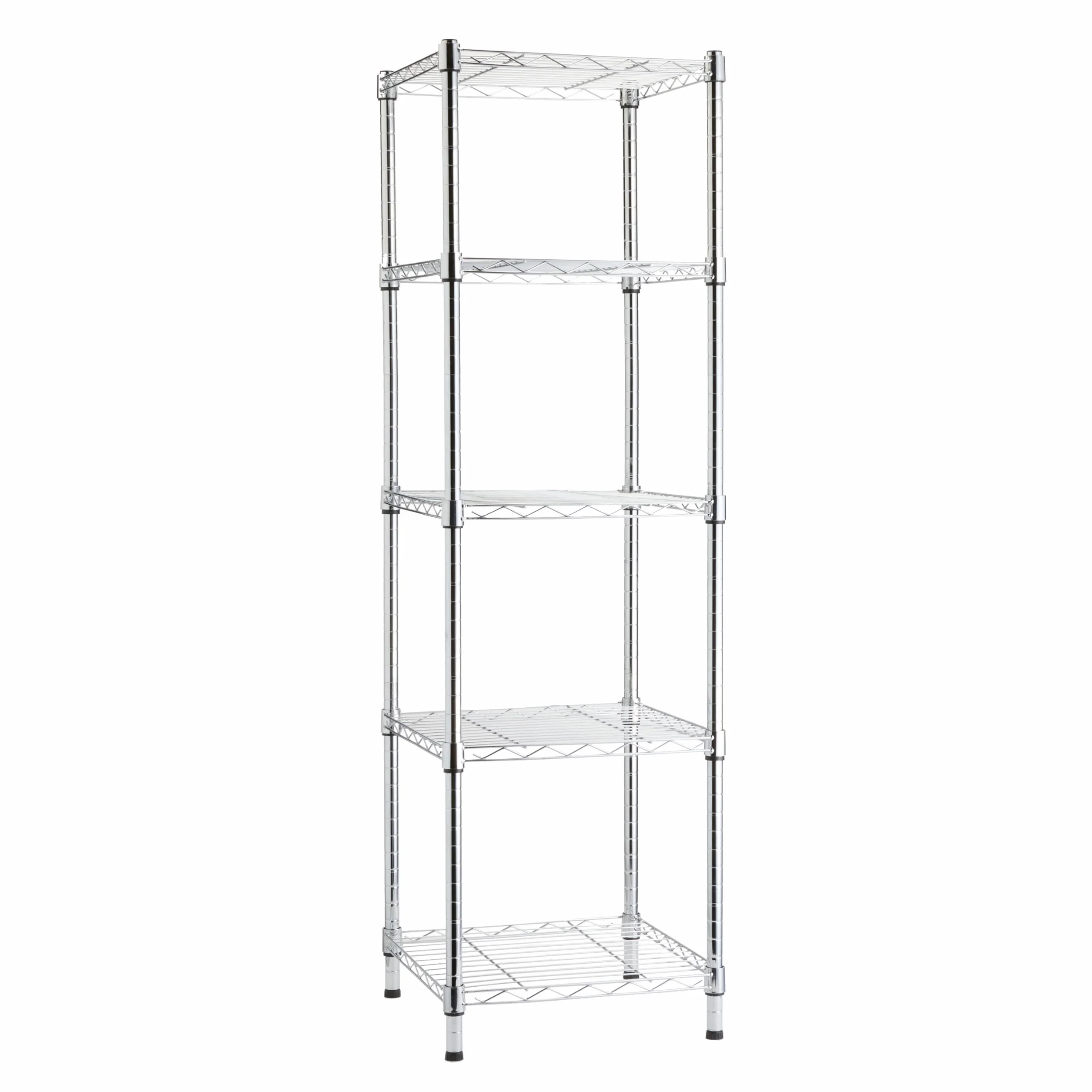 Amazon Basics Estantería ajustable con 5 baldas, Cromado, 40.6 cm x 40.6 cm x 137 cm