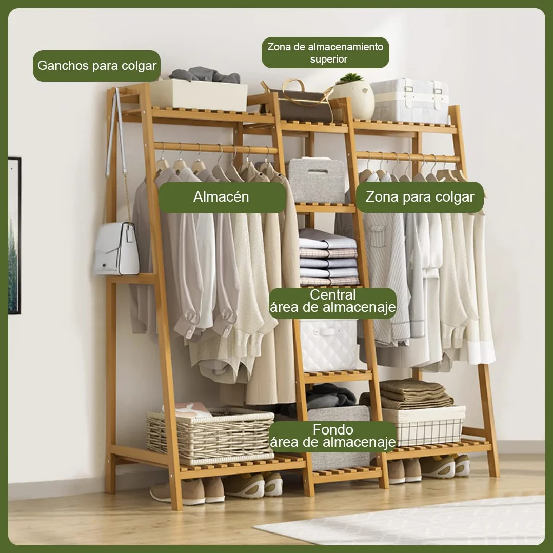 Burro Ropa, Madera, resistente, perchero Multifuncional,40 * 130 * 140cm