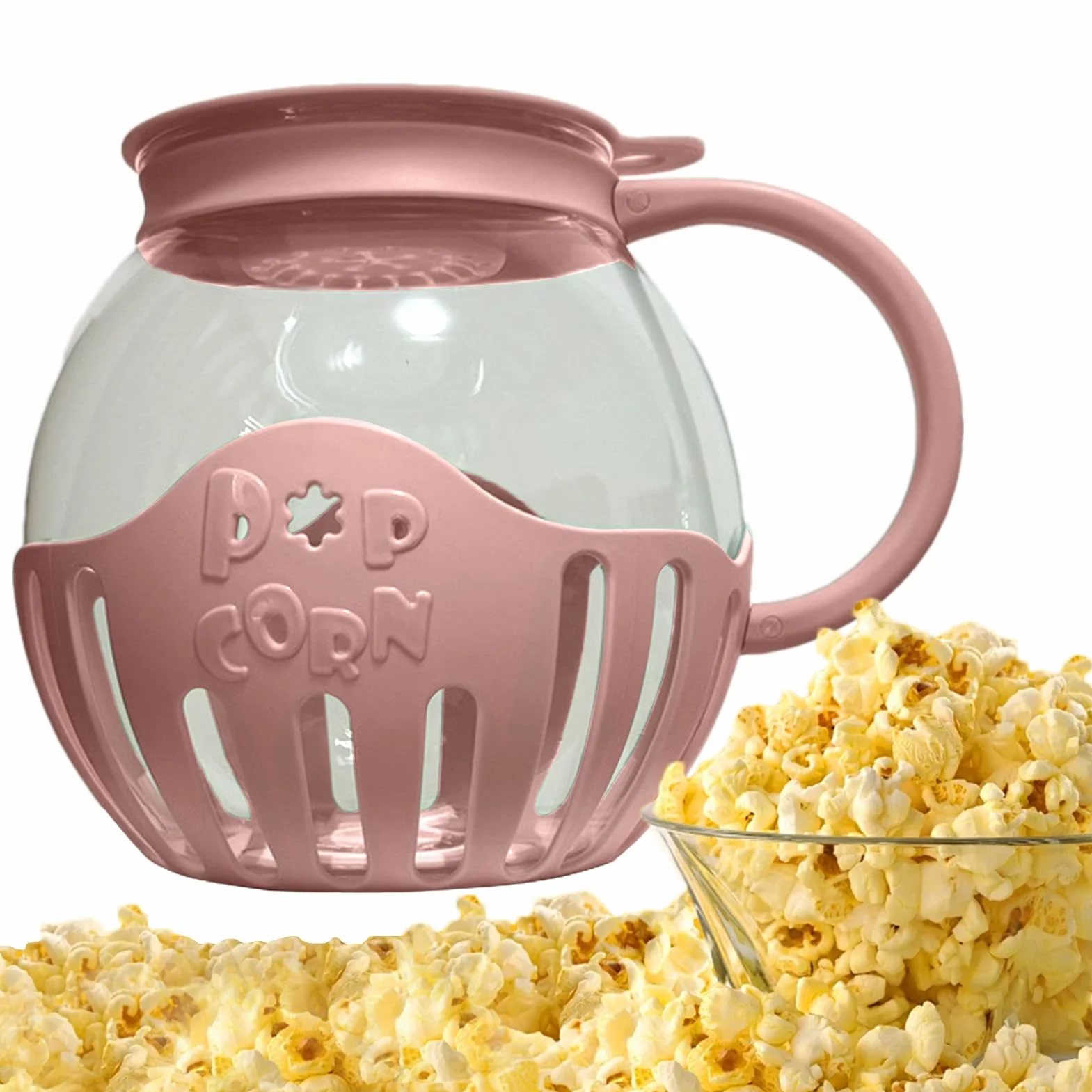 Máquina para hacer palomitas de maíz, cuenco de 2.25 cuartos de galón, vidrio de borosilicato apto para lavavajillas