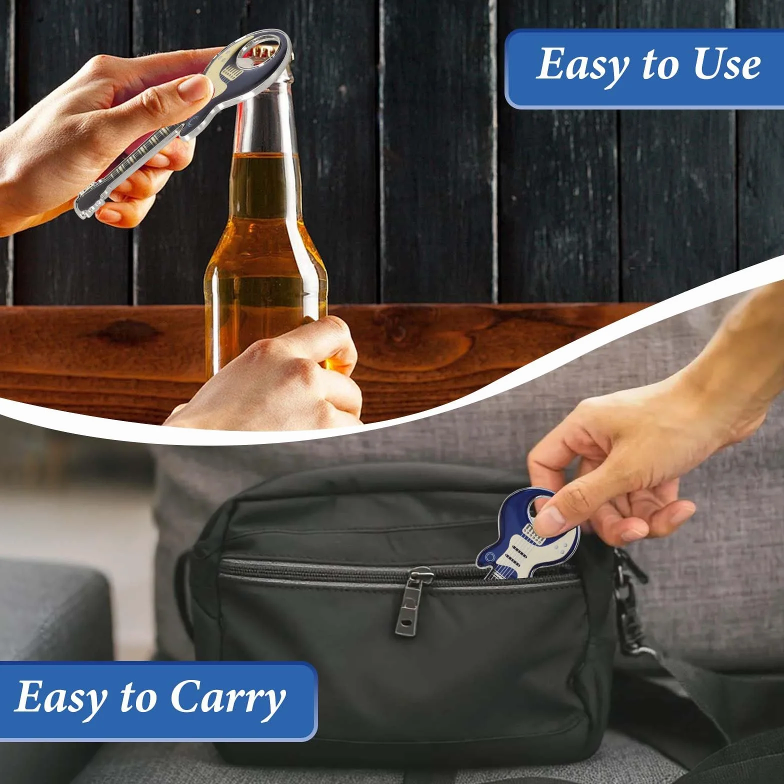 Abrebotellas Con Forma De Guitarra,2 Pieza Botellas de Acero Inoxidable, Abridor de Botellas de Guitarra con Imán, Abridor De Botellas Creativo, Regalos de Música para Hombres