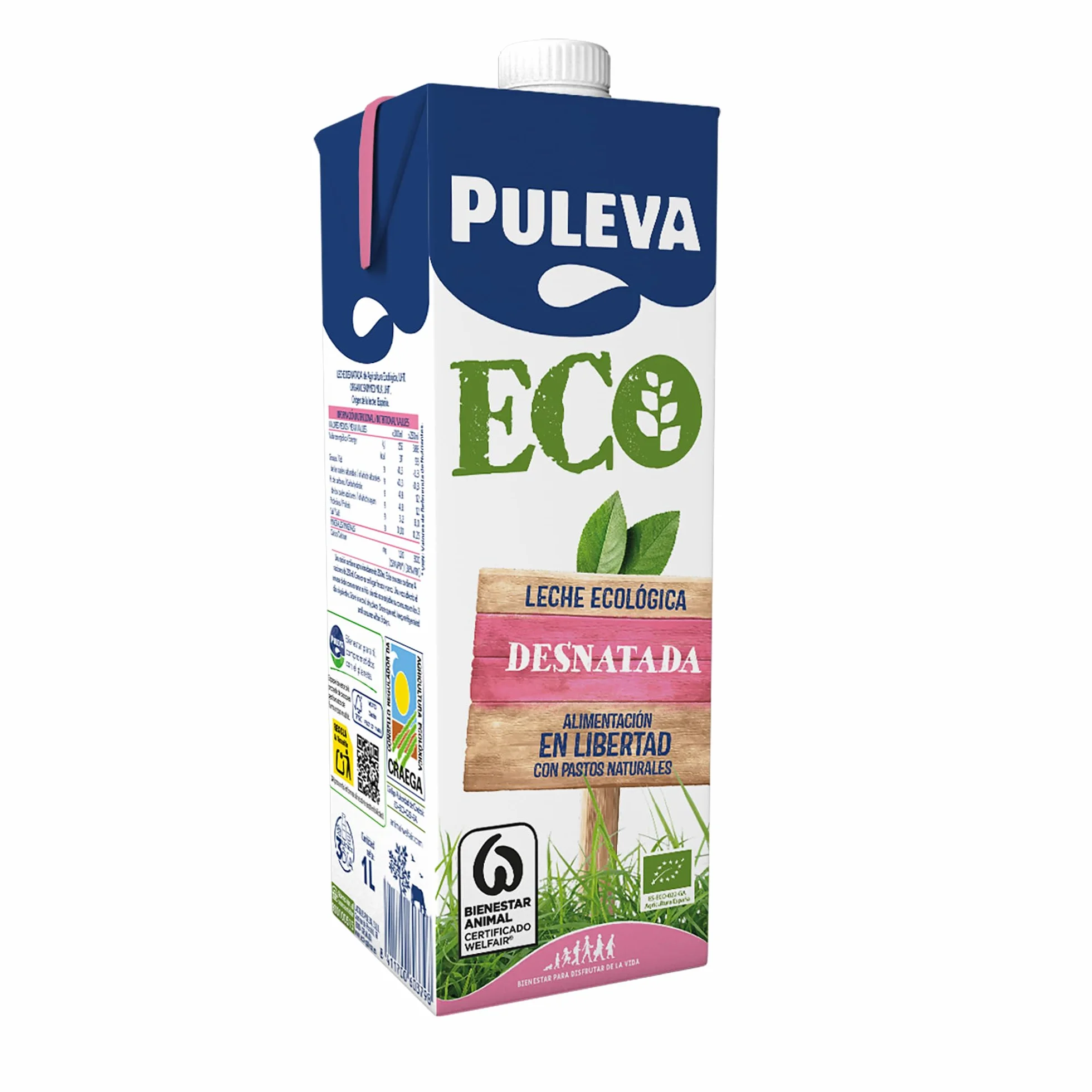 Puleva Leche ecológica Desnatada ECO brik 1L Caja 6 litros