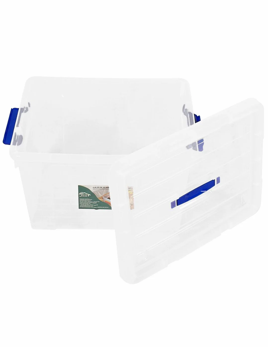 Jardin202 Cajas de Almacenamiento Transparentes con Tapa Azul 55L