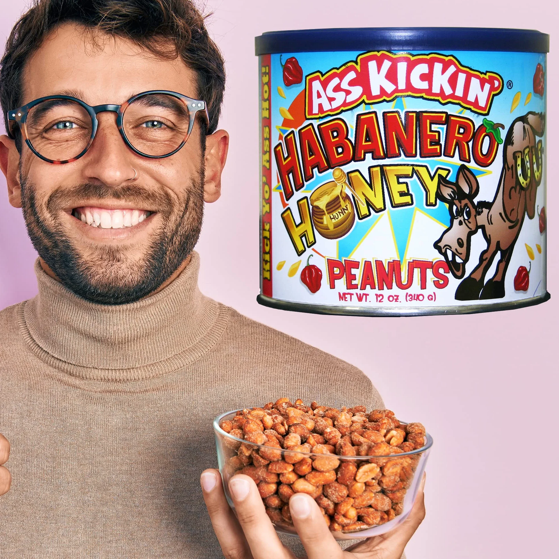 KICKIN' Habanero cacahuetes picantes con miel 12oz Ultimate Spicy Gourmet Gift Peanuts