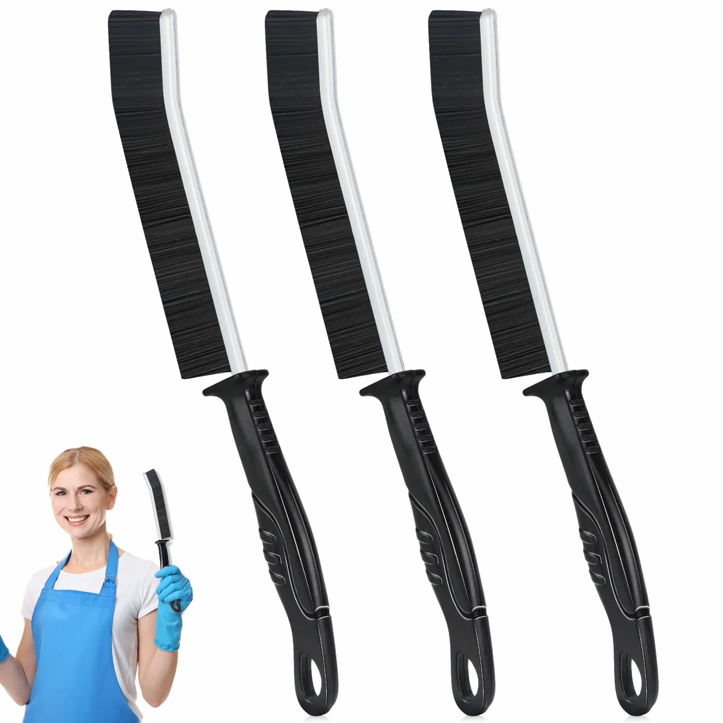 Cepillo Limpieza Grietas Cerdas Duras 3 Piezas, Cepillo Limpia Juntas Suelo para Ventanas Baño Cocina