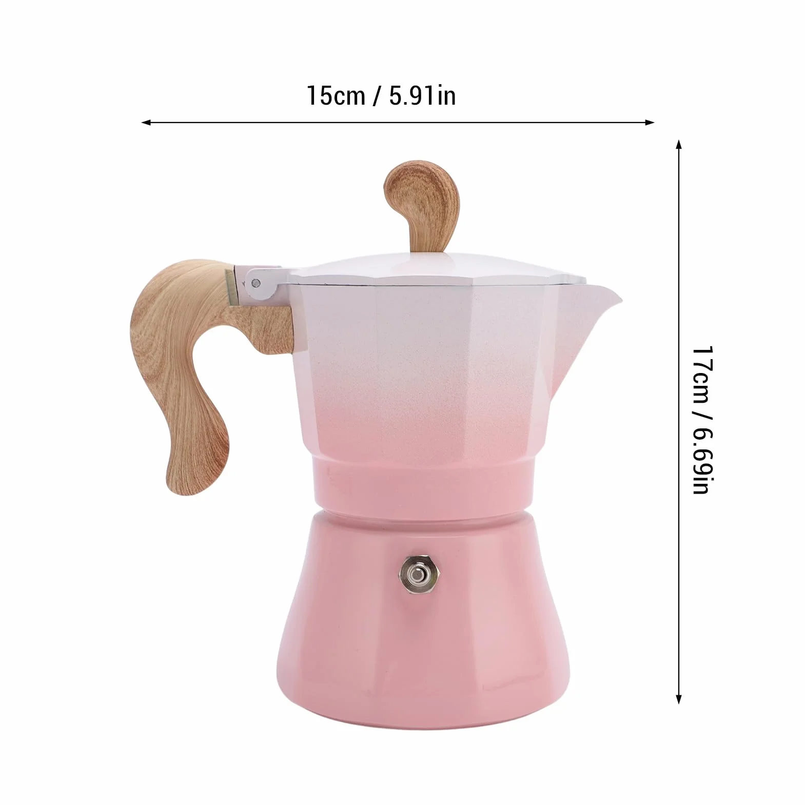 Percolador de Café para Estufa, Pot de Aluminio de Válvula Única 150ml, Gradient Pink