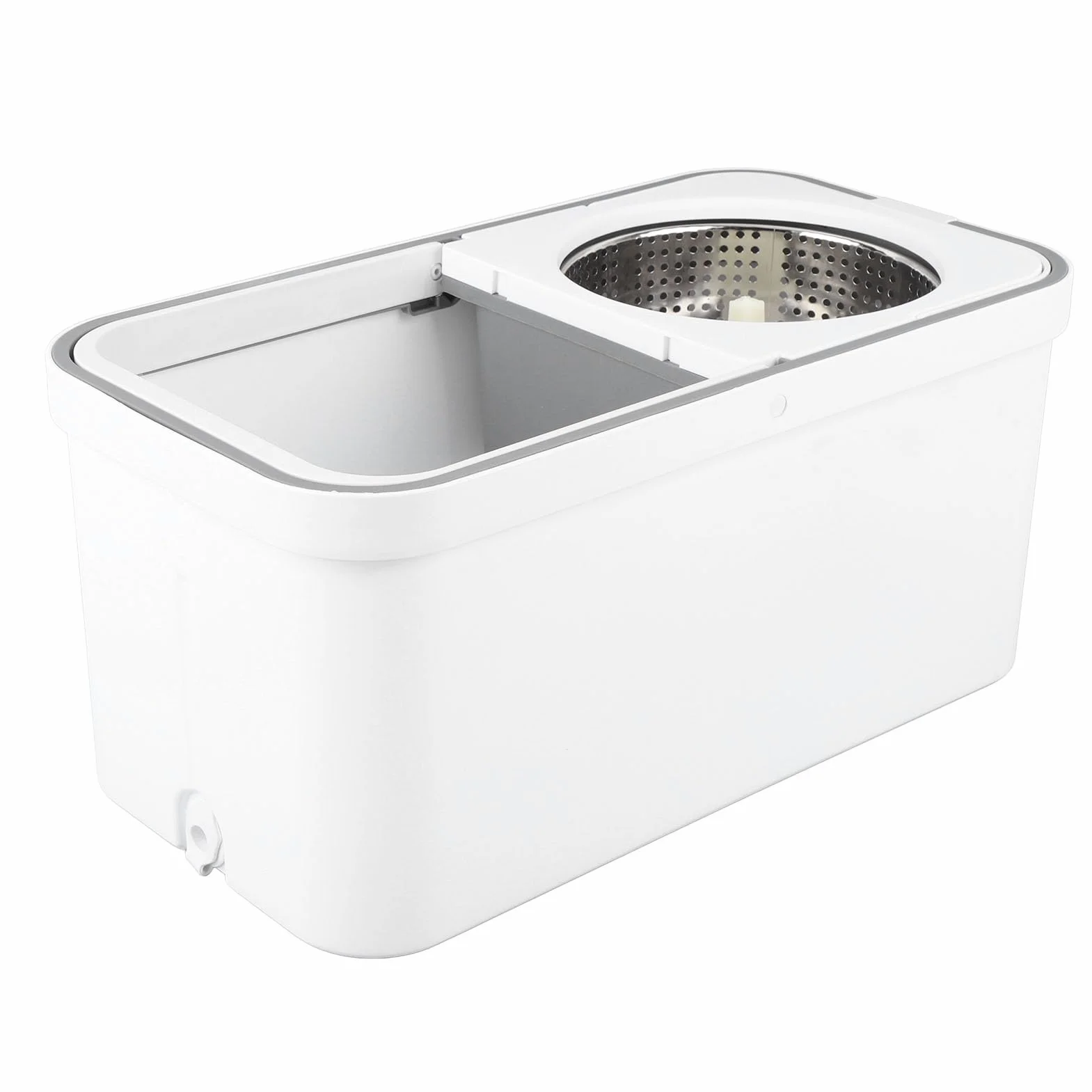 Jiawu Cubo de Fregona Giratoria, Mecanismo de Escurridor de Cabezal de Microfibra de 360 ​​Grados, de Limpieza de Suelo de Fregona Giratoria, Kit de con Ajustable de 125 Cm para Limpieza de Laminado