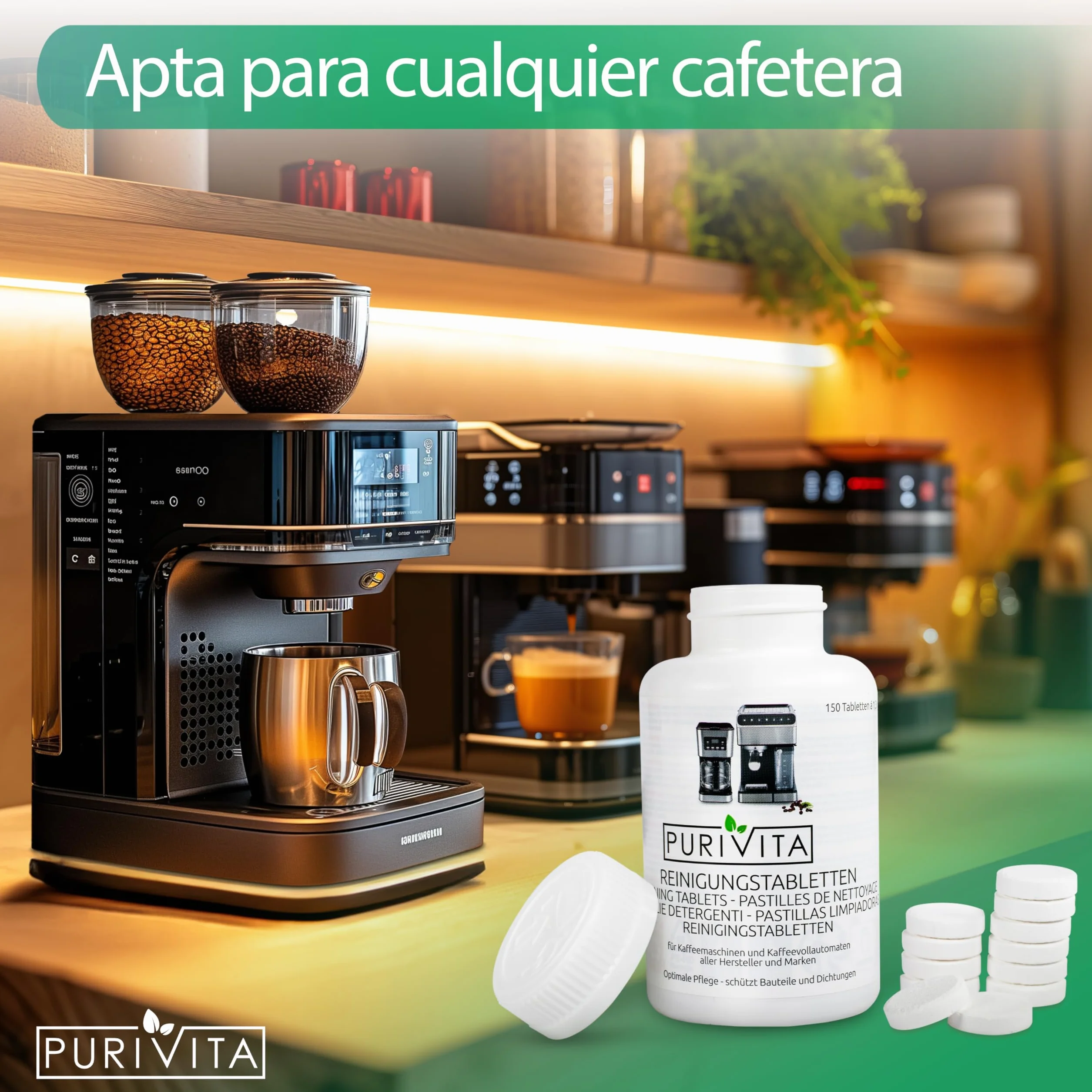 PURIVITA® Pastillas descalcificadoras para cafeteras Delonghi, Krups, Jura, Senseo, Nespresso - 30 pastillas