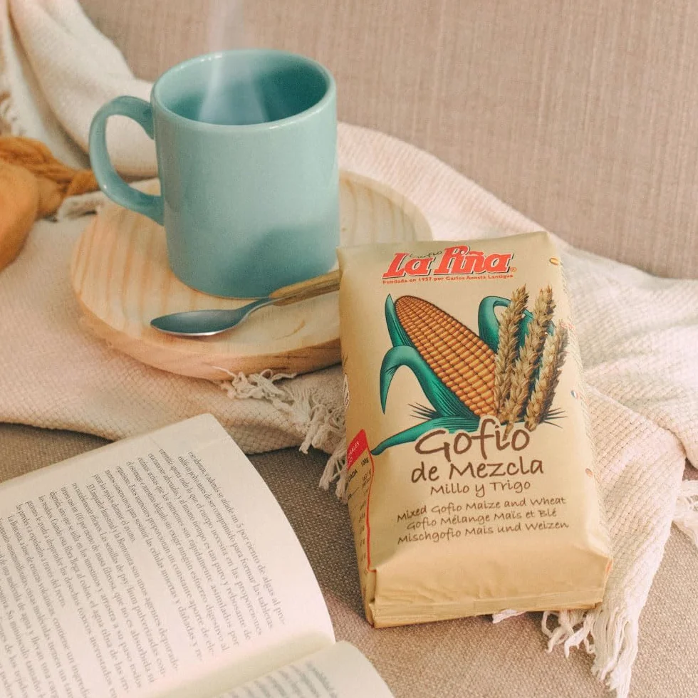 Gofio La Piña Mezcla 500g Gofio Canario de Millo y Trigo Tostado Fuente Natural de Fibra y Proteínas Vegetales