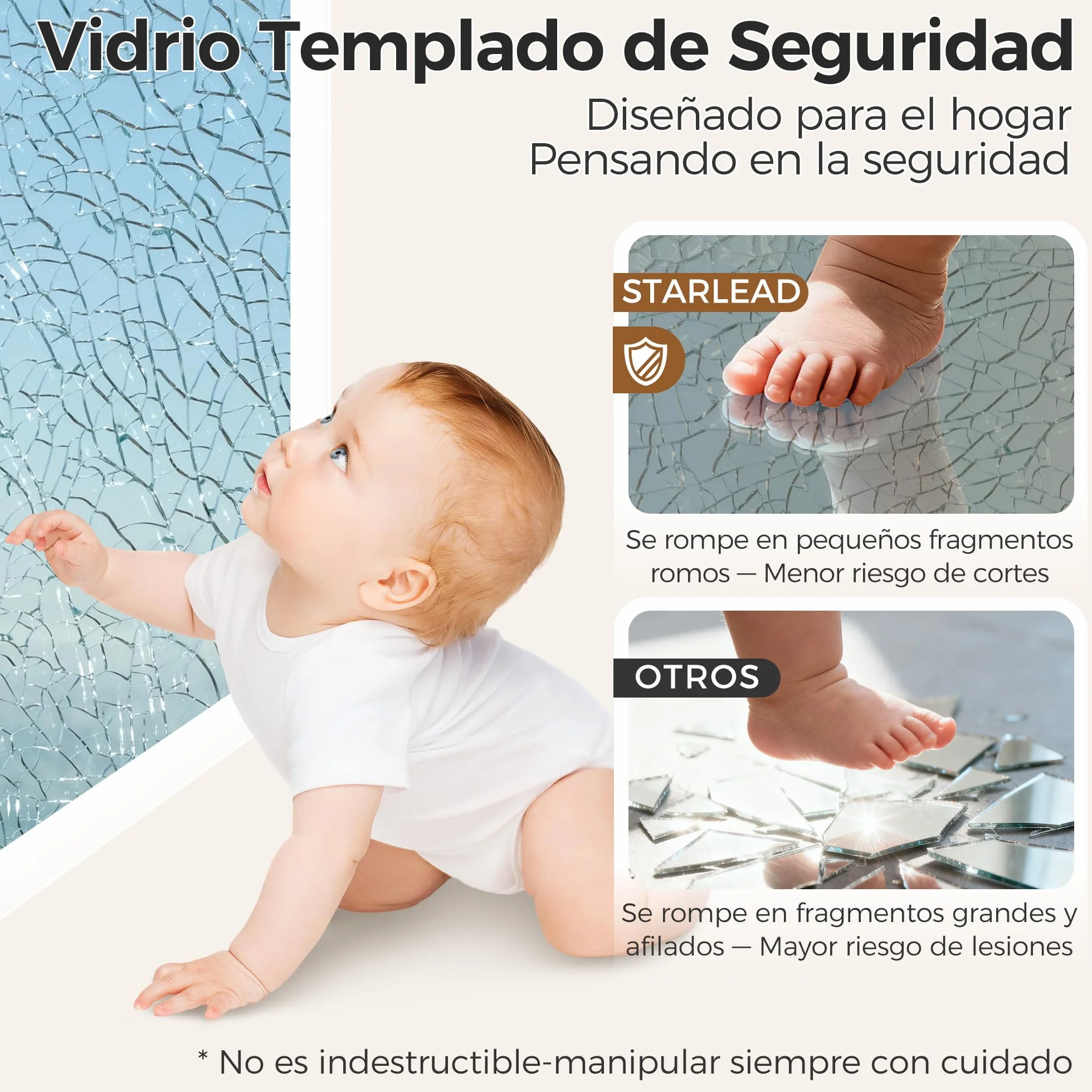 STARLEAD Espejo Baño con Luz Bluetooth 100x70cm LED Antivaho IP44 Vidrio Templado HD