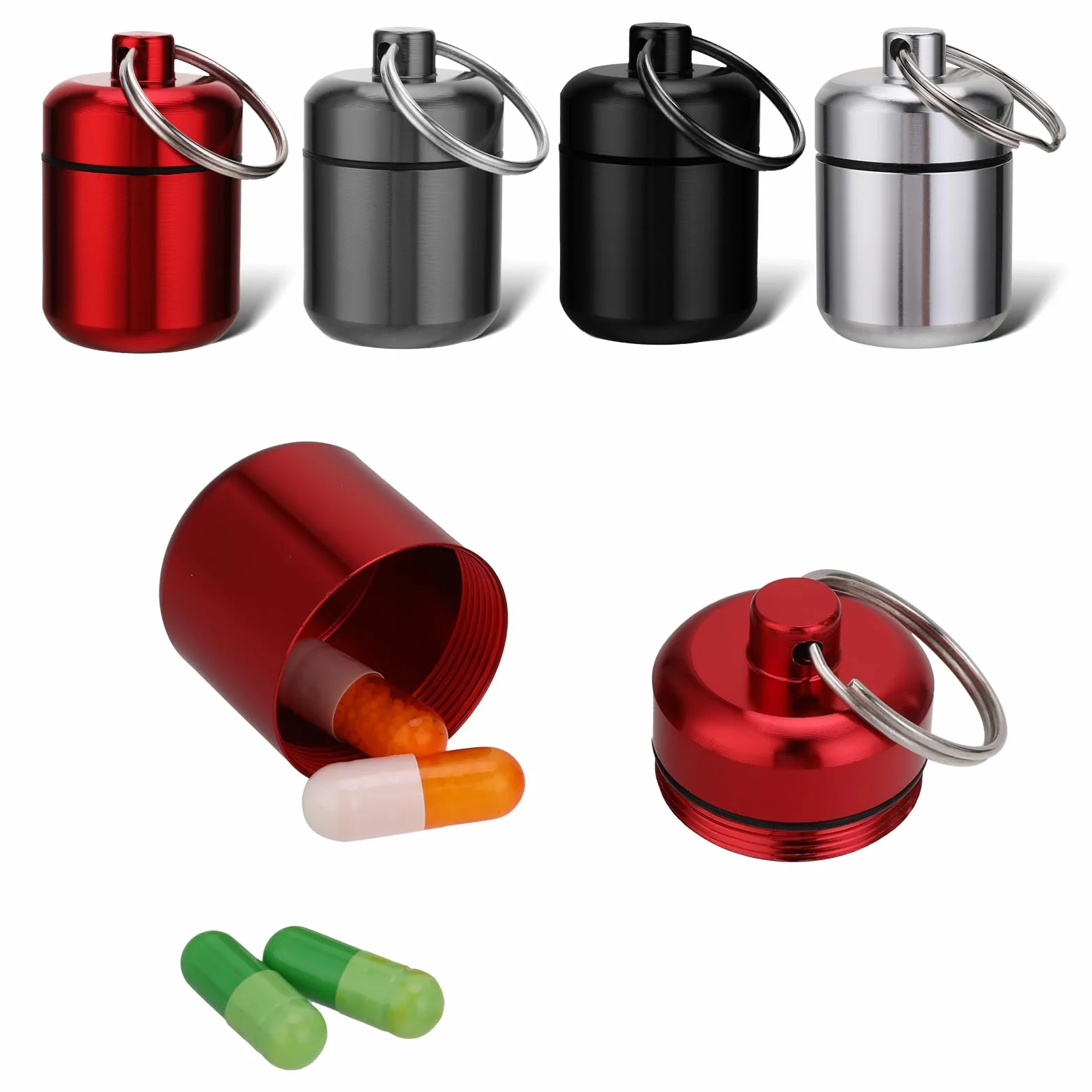 ASTER pastillero de metal mini cápsula resistente al agua portátil para viajes camping pesca 4 colores