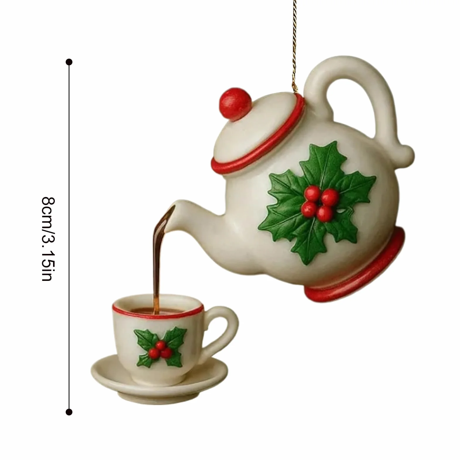 Juego de Adornos de Navidad para Árbol, Colgante de Tetera Acrílica 2D, Decoración Rústica para Hogar