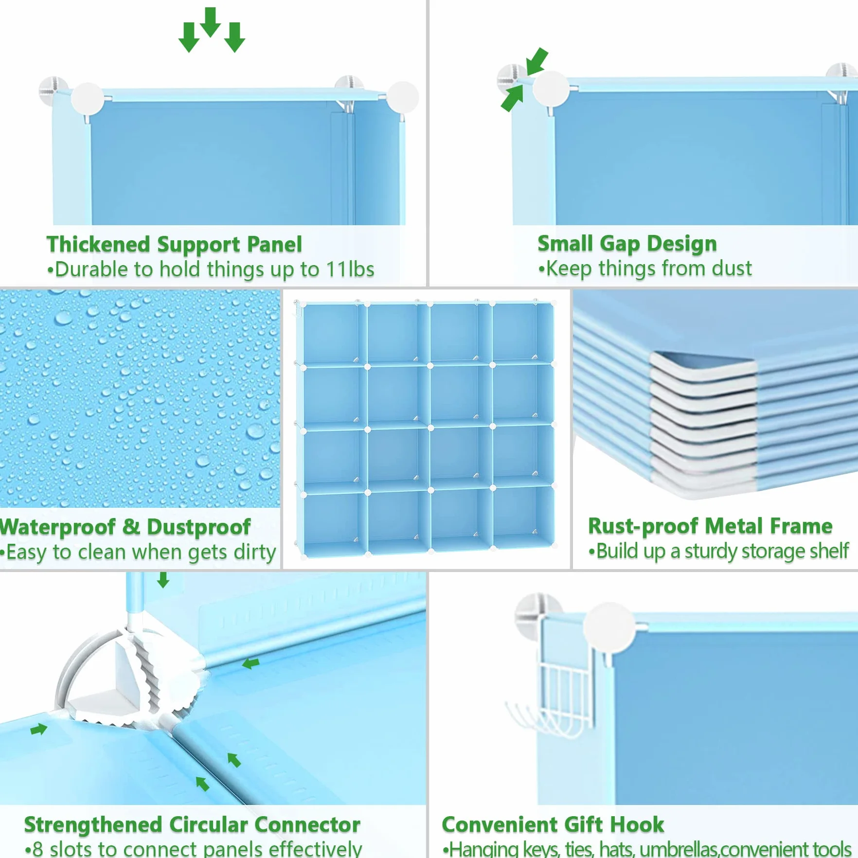 C&AHOME Organizador de almacenamiento en forma de cubo, 16 cubos, estantes modulares de plástico para armario