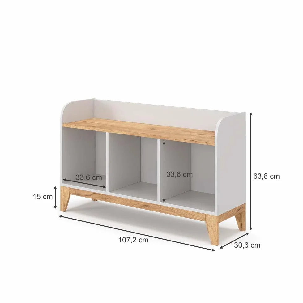 VitaliSpa Malia Estante Infantil Blanco 107.2x63.8 cm 3 Compartimentos para Juguetes