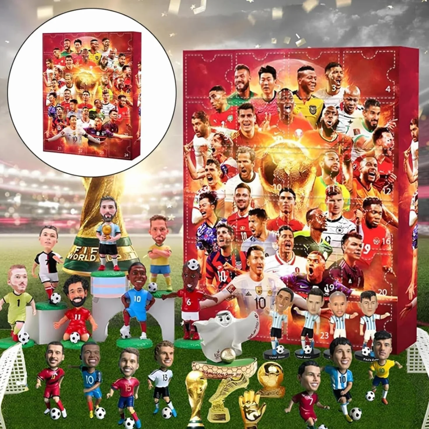 Calendario de Adviento de fútbol 2025, 24 accesorios, regalo de Navidad