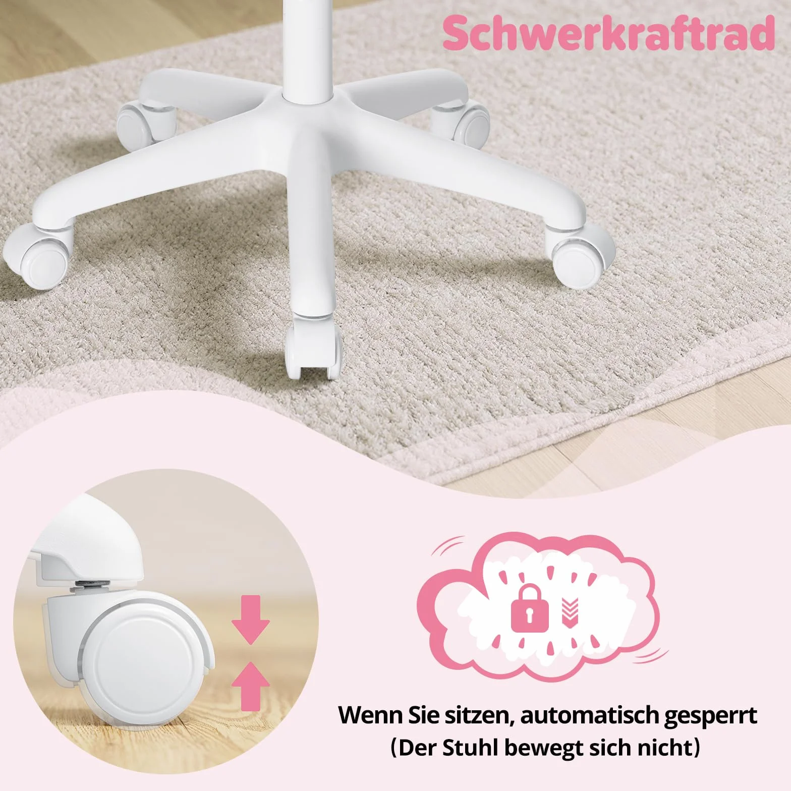 HOFFREE Silla de escritorio para niños, ergonómica, con reposabrazos plegable y reposapiés, giratoria, para niños y niñas, silla de mesa de malla para dormitorio, libros, rosa