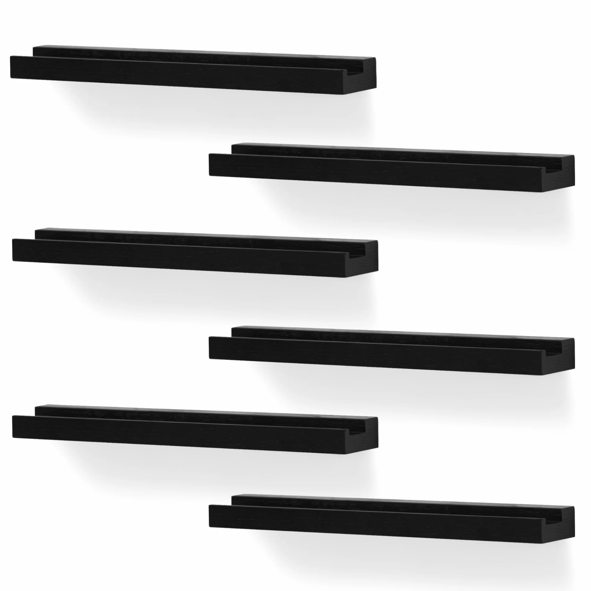 Soporte de pared para discos de vinilo, paquete de 6 estantes de discos de vinilo, soporte de exhibición para LP, CD, almacenamiento de arte de libros, decoración vintage para el hogar (negro)