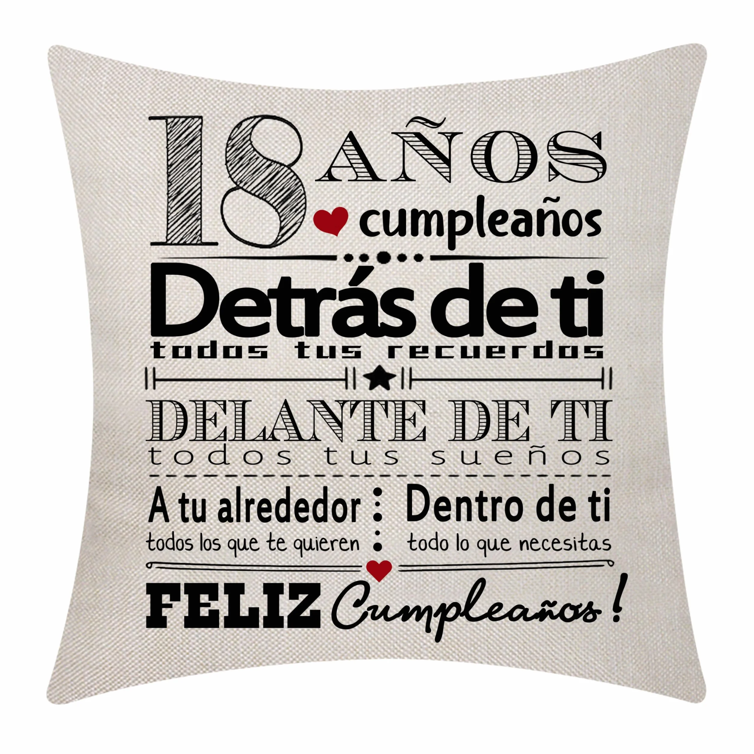 Funda de cojín Feliz cumpleaños 18 años Inspirational para Niños y Niñas