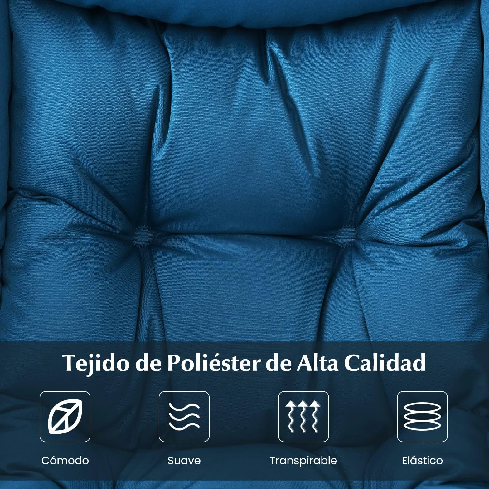 COSTWAY Sillones para el Salón con Reposapiés, Butaca Dormitorio con Almohada, Reposabrazos, Bolsillo Lateral, Sillón de Relax Sala Dormitorio Oficina (Azul)