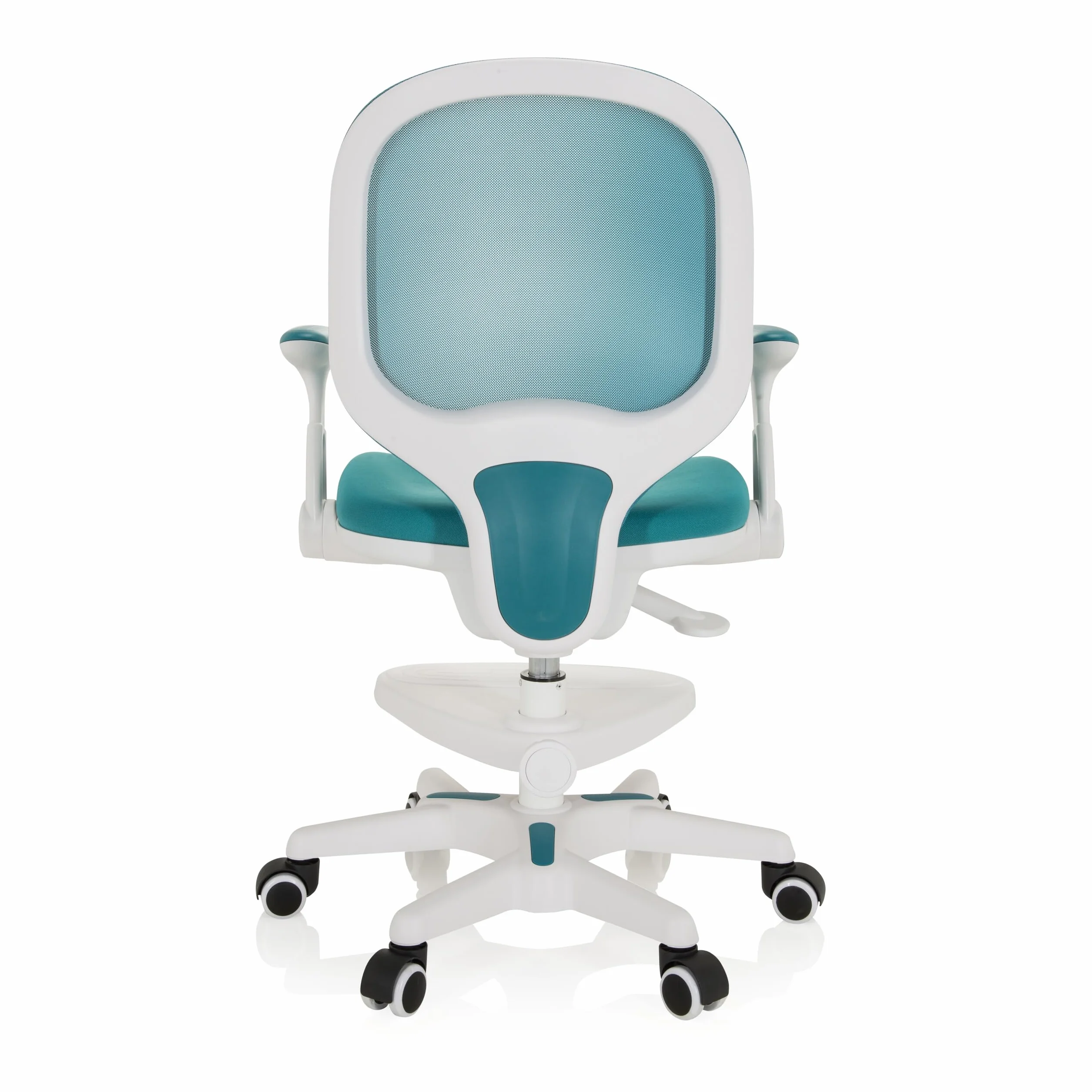 hjh OFFICE Silla para niños Silla giratoria Kid Ergo Tela/Tejido de Malla Práctico reposapiés Regulable en Altura Azul