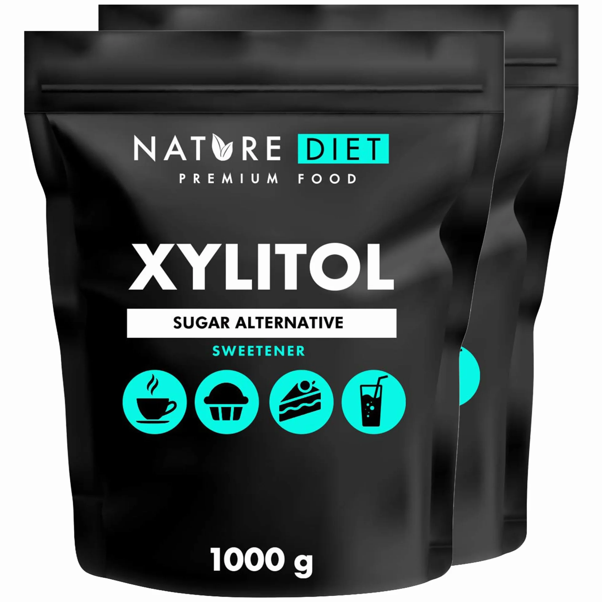 Nature Diet Xylitol 2 x 1 kg Sustituto del Azúcar Edulcorante de Origen Vegetal Bajo Índice Glucémico