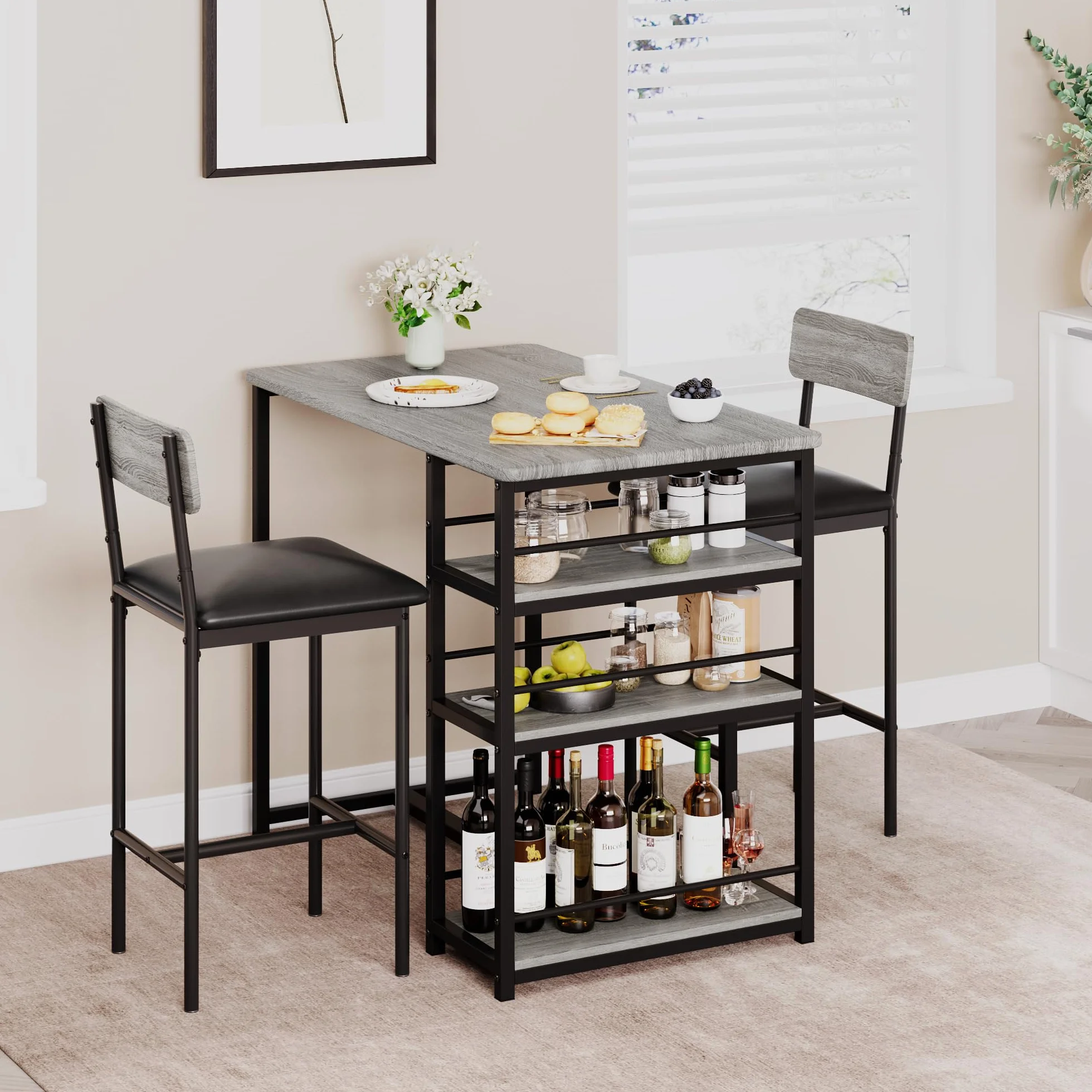 1 Caja de Muebles de Salón, Mesa de Bar con Taburetes de Diseño Elegante y Duradero, Espacios Modernos y Acogedores, Ideal para Uso en Hogar y Negocios
