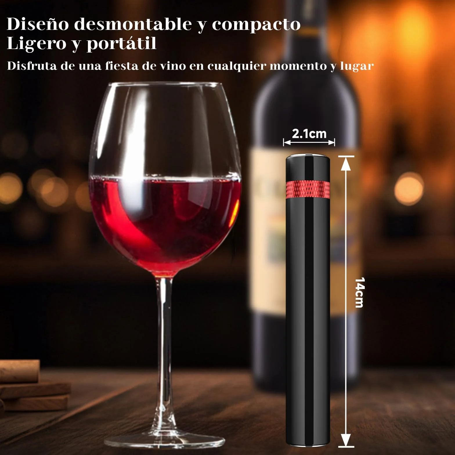 Elegear Sacacorchos Profesional Aleación de Aluminio, Abridor de Vino Aire Comprimido, Rojo