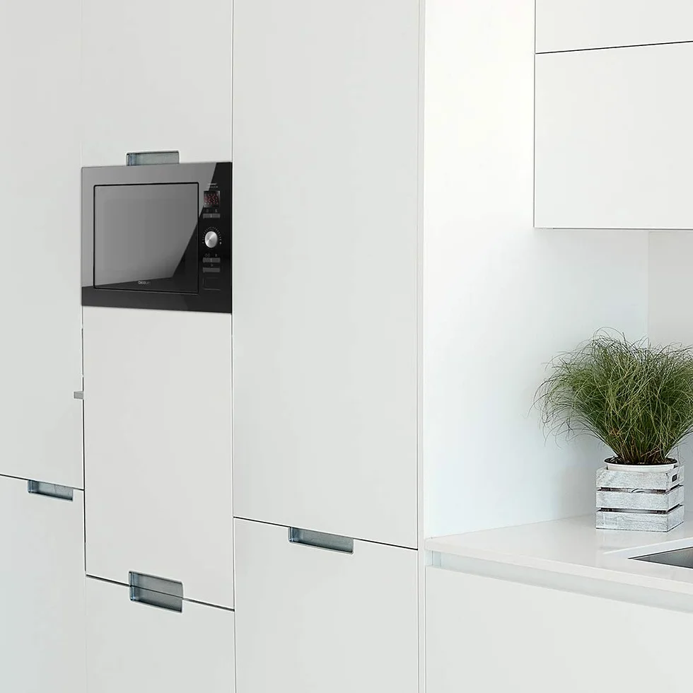 Cecotec Microondas encastrable Digital GrandHeat 2590 Built-In Black. 900 W, Integrable, 25 Litros, Táctil, Grill 1000 W, 8 Funciones preconfiguradas, Temporizador