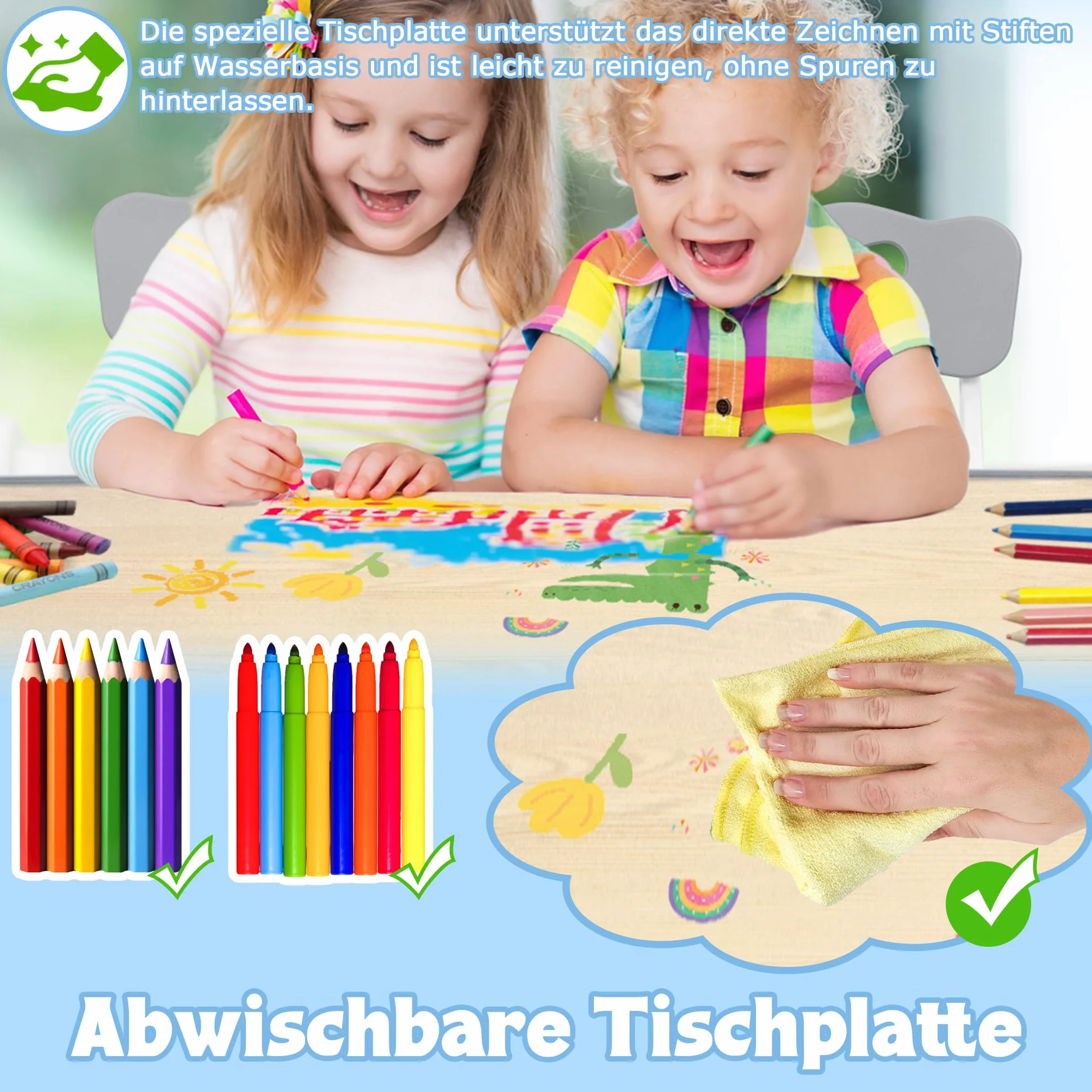 UISEBRT Mesa infantil con 4 sillas, grupo de asientos para niños a partir de 2 años, juego de mesa de plástico para guarderías y habitaciones infantiles, color gris