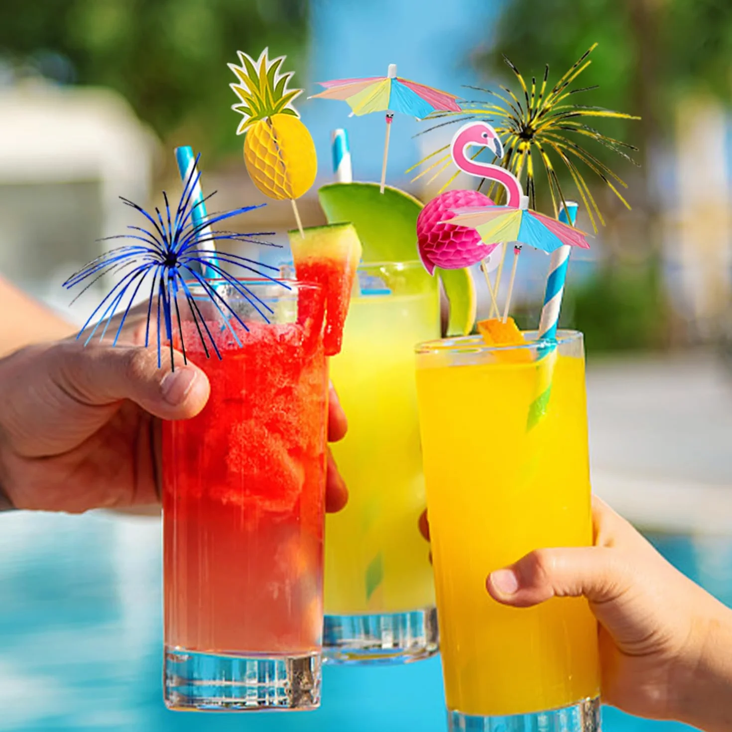 100 Uds Decoraciones De Cóctel Insertos Para Decoración De Pasteles Pajitas De Fiesta De Verano Agitadores De Cóctel Conjunto De Decoración