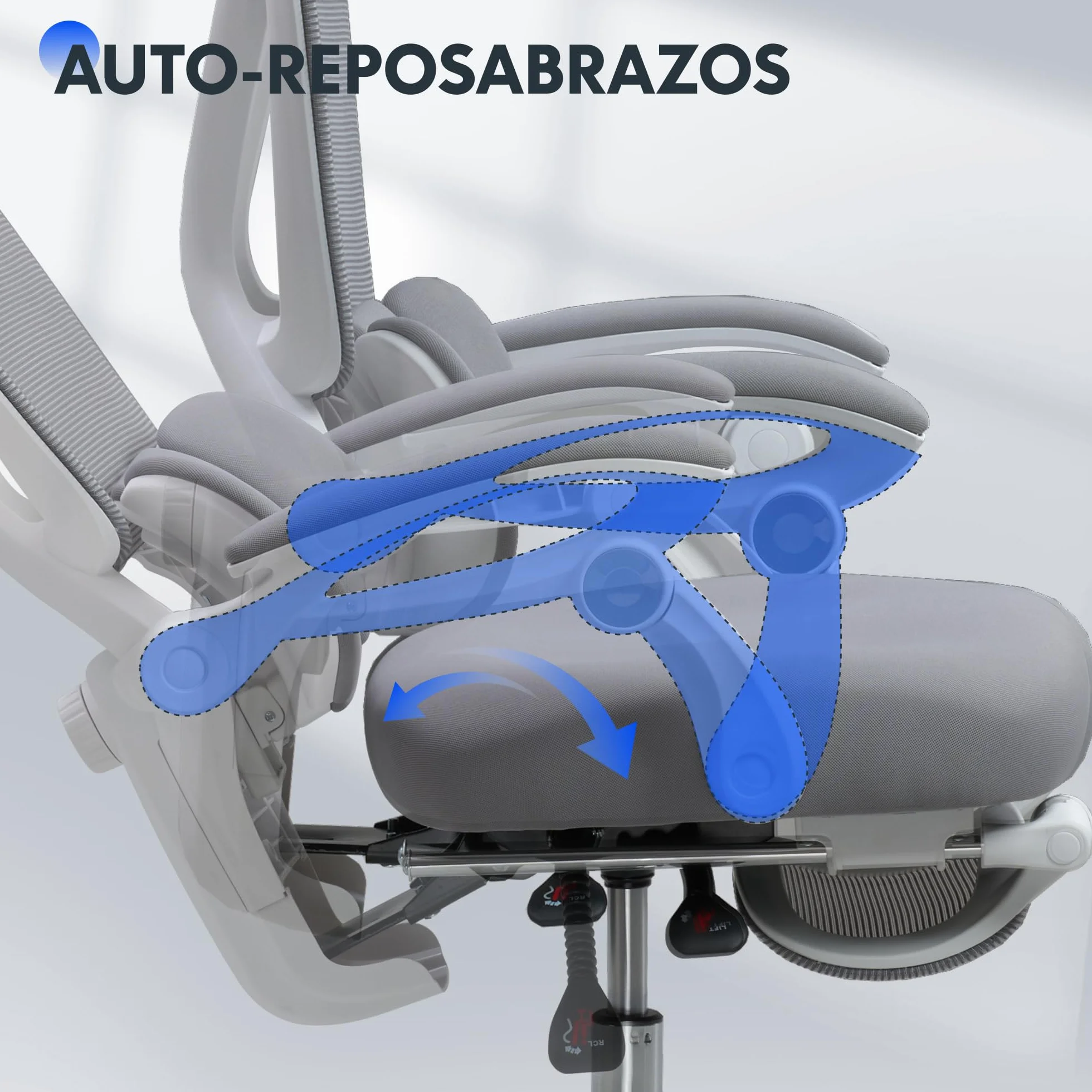 FLEXISPOT OC4 Silla Ergonomica Escritorio con Reposapiés, Silla Escritorio con Soporte Lumbar 3 Zonas, Reclinable 135°, Cojín Transpirable, Altura Ajustable, Ideal Oficina y Teletrabajo, Gris