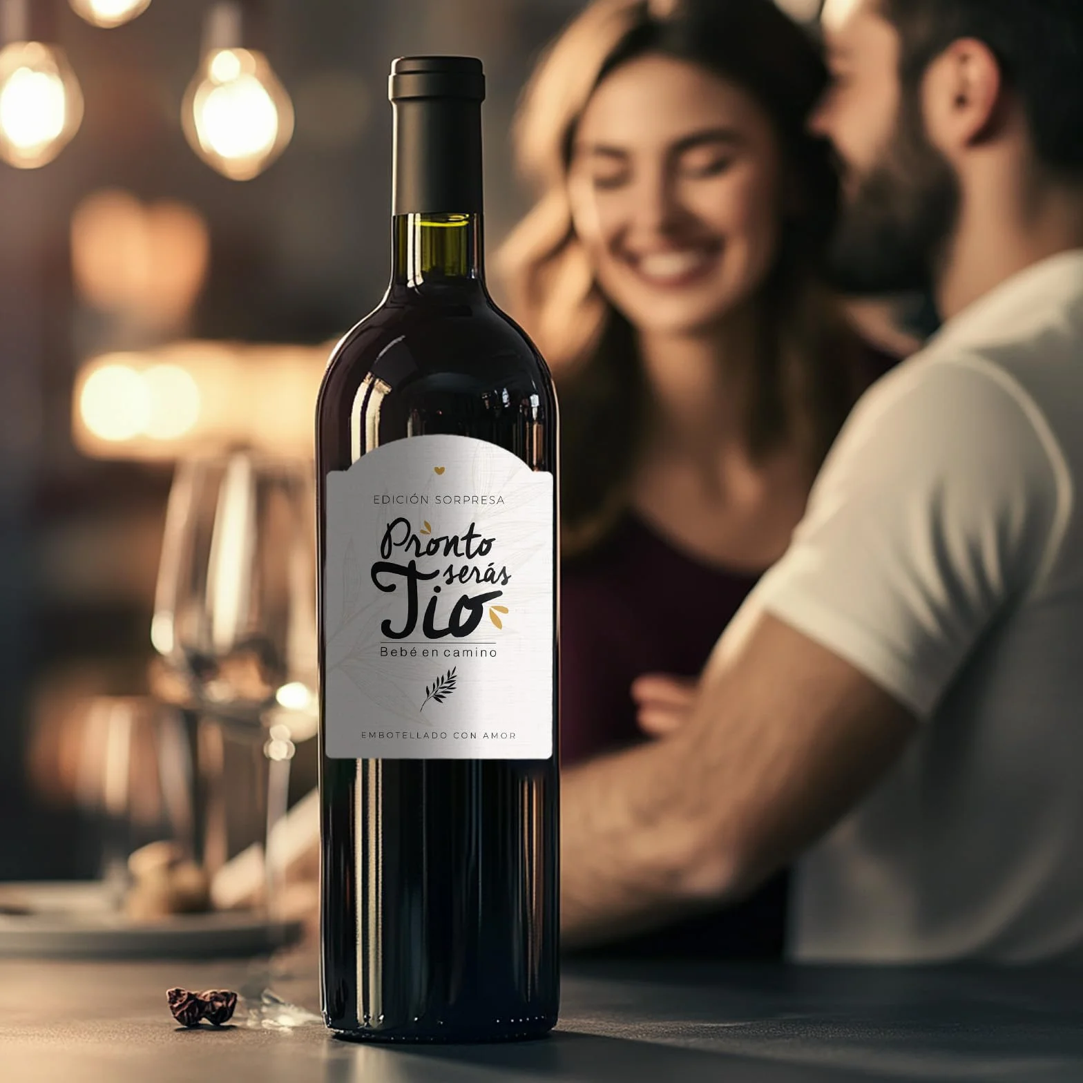 Manahia Etiqueta de Vino Tío Vas a ser tío bebé en camino Idea Regalo Original Emotivo Anuncio Embarazo Hermano Cuñado Sorpresa creativa anunciar Nacimiento Futuro Tito