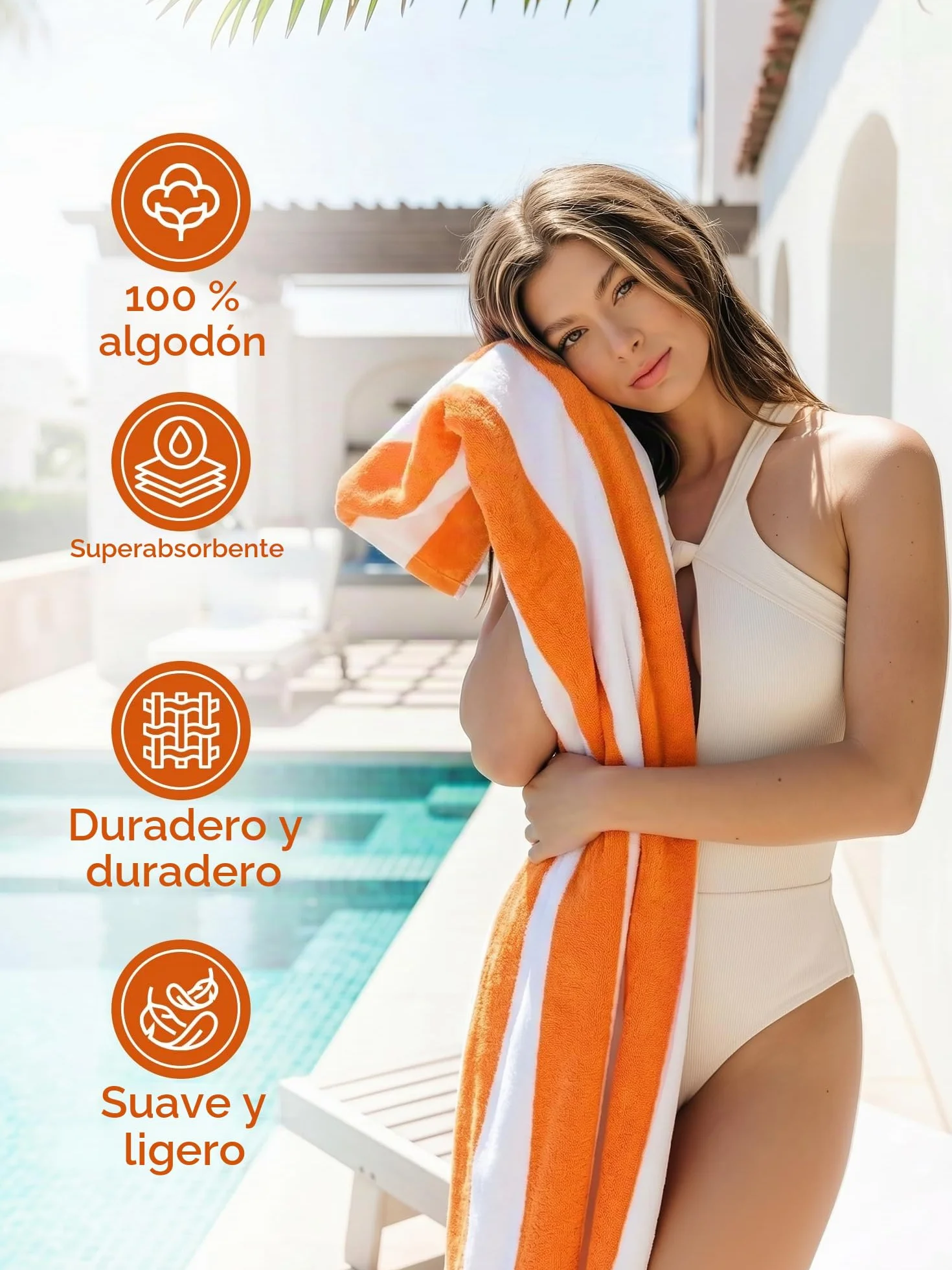 Toallas de Playa 100% Algodón 76x152 cm Juego de 4 - Rayas Multicolor