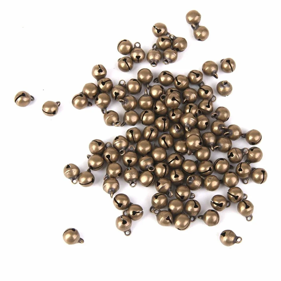 Suneast 50 Pcs Cascabeles de Bronce Antiguo Campanas de Metal 6mm para Decoración Navideña Mascotas