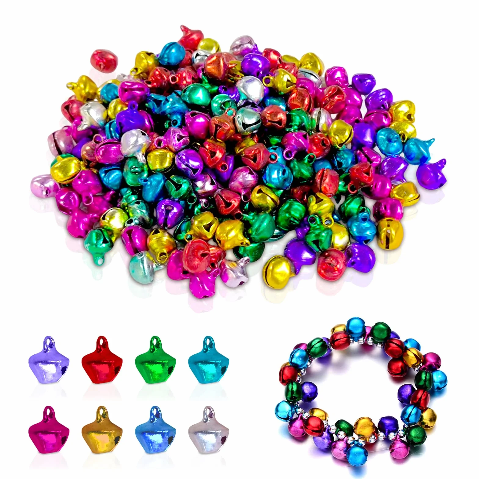 500 Piezas Mini Campanas Metálicas Cascabeles Multicolor 6/8/10mm