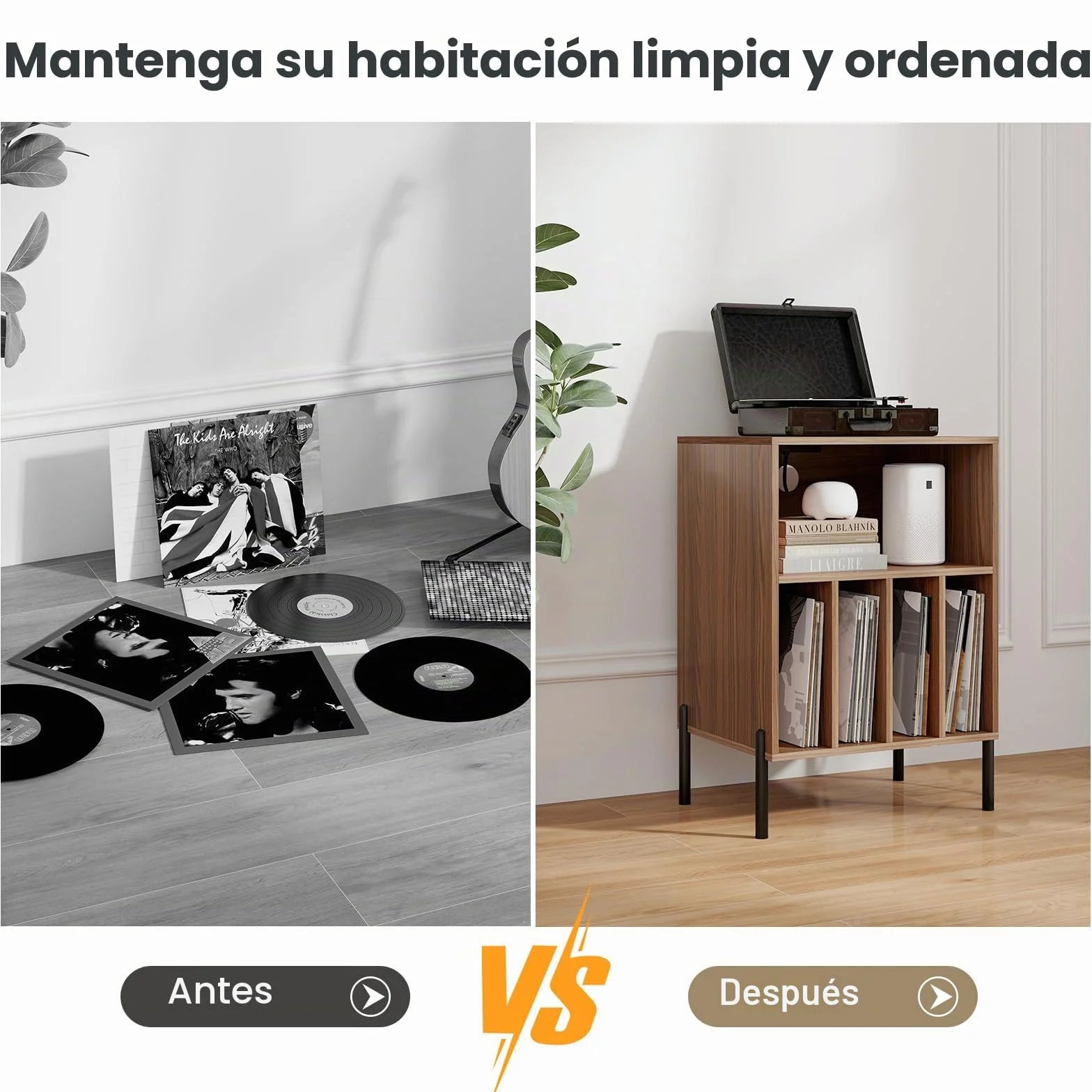 KOMFOTTEU Soporte para Tocadiscos con Estación de Carga, Estantería para Discos de Vinilo con 5 Compartimentos Abiertos, Mesa Auxiliar para hasta 150 Álbumes, Mesa de Impresión para Oficina (Nogal)