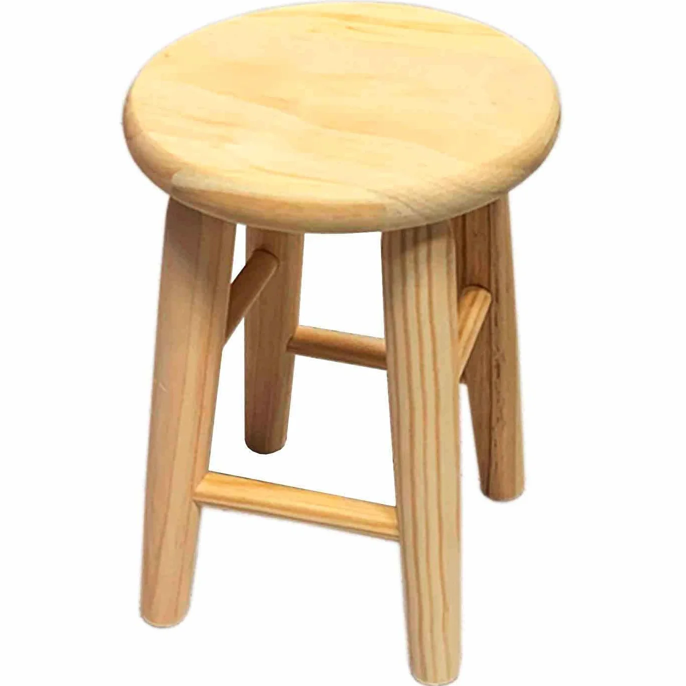 AC - Mini Taburete de Madera Redondo - Diseño Clásico - Fabricación de Madera - Hogar y Cocina - Ideal para Cocina o Bar - Tamaño: 26 x 19 x 19 cm