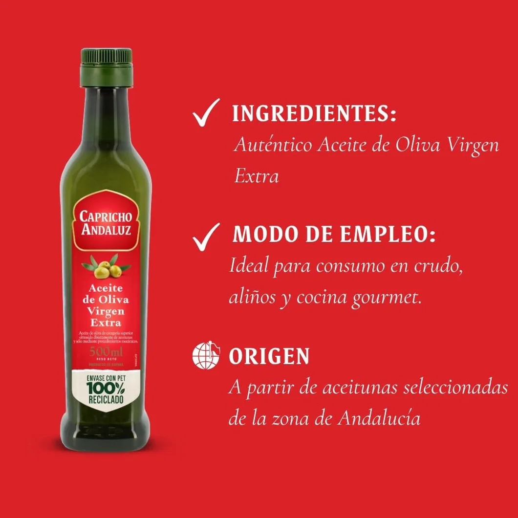 Flavia Aceite de Oliva Virgen Extra 500ml Origen Español Prensado en Frío