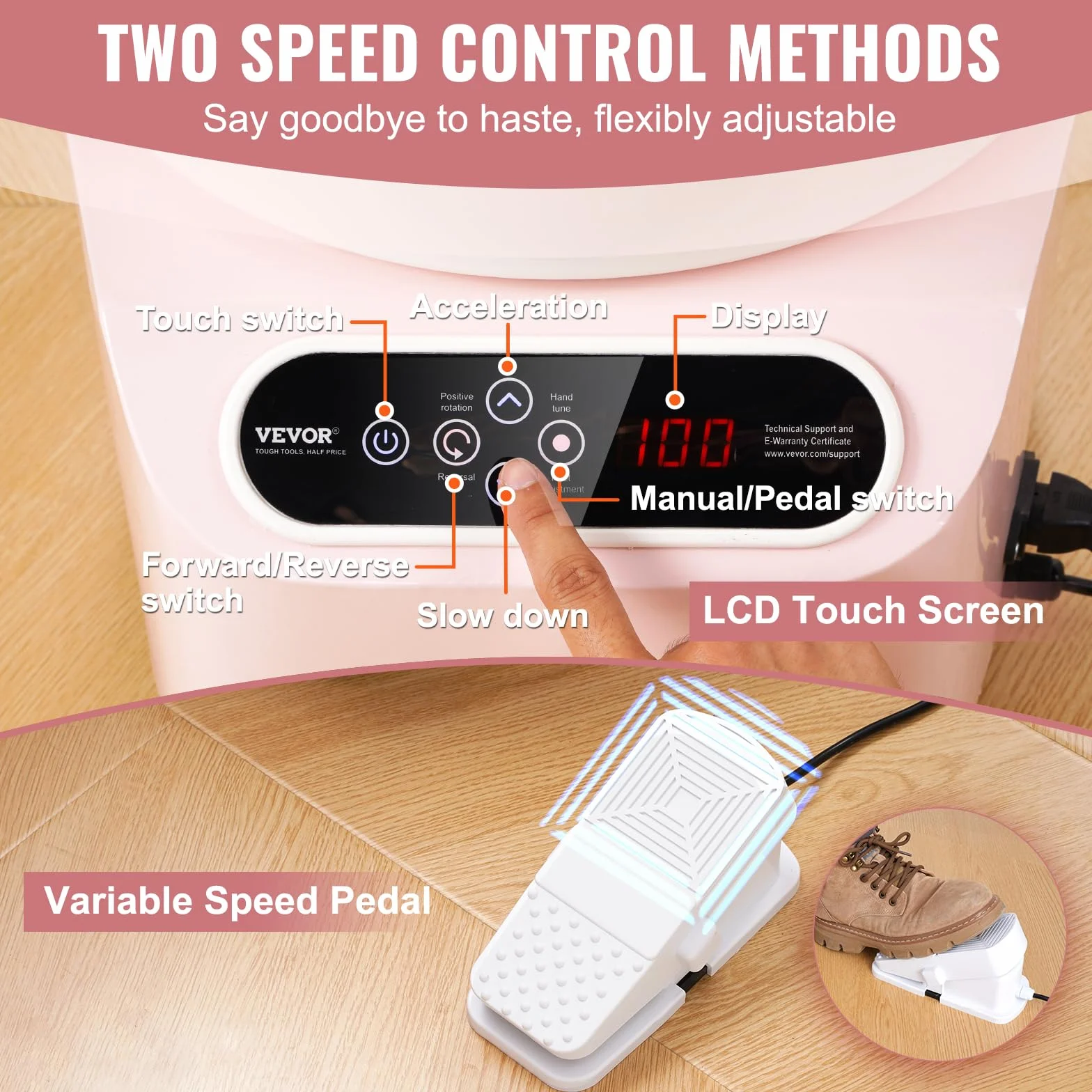 VEVOR Rueda de alfarería de 28 cm, máquina de cerámica eléctrica de 350 W, con pedal y pantalla táctil LCD, disco de cerámica de accionamiento directo con herramientas de moldeo para manualidades,