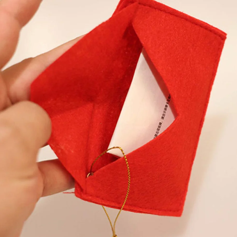 Sobre de Navidad Carta a Santa Claus Paquete de 10 Fieltro rojo Bolsa de regalo de dulces de Navidad Tarjeta de dinero Titulares de regalo Árbol de Navidad Decoración colgante