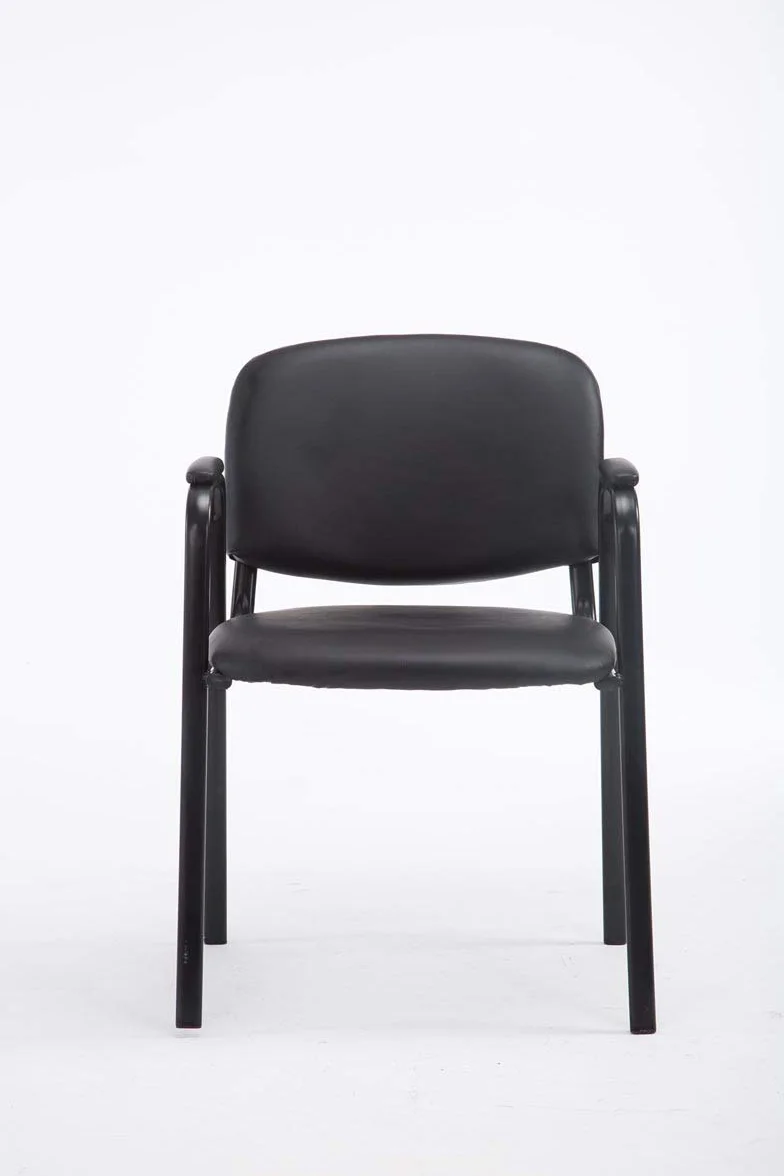 CLP Silla apilable Ken Pro con reposabrazos Acolchados, Silla de Conferencia apilable de Polipiel, Estructura Metalica Negra, hasta 150 kg, Color:Negro