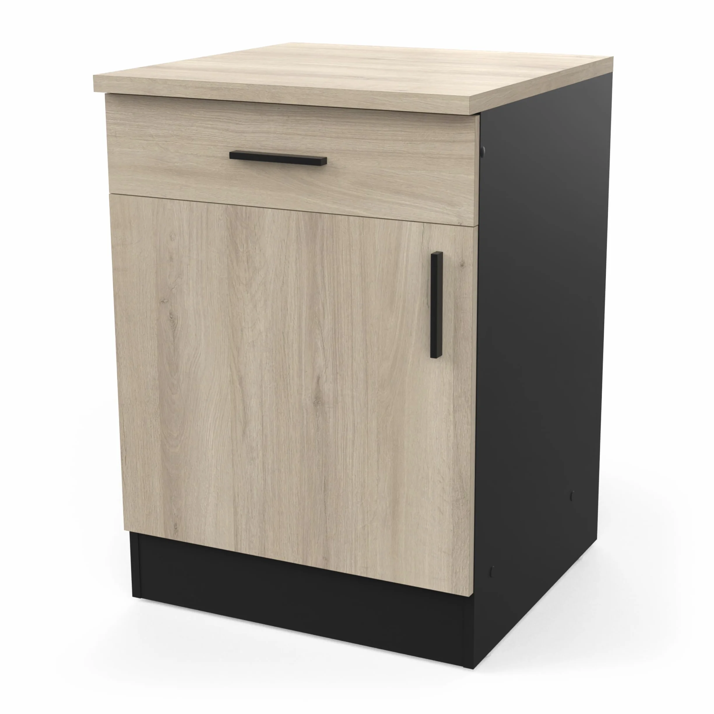 Demeyere Mueble bajo Cocina, 1 Puerta y 1 cajón, Origan, Fabricado en Francia, Garantía de 2 años, Madera de ingeniería, Kronberg/Negro Mate, L 60 x P 60 x H 85 cm