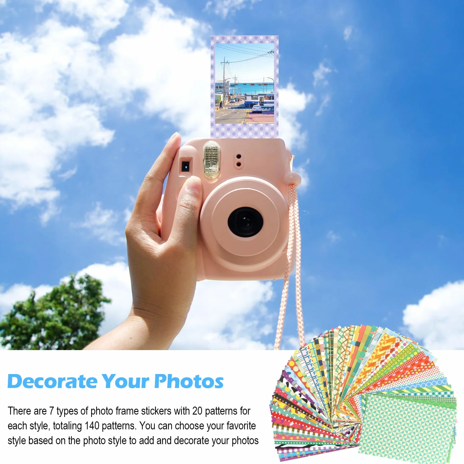 Mini Marcos de Fotos Instantáneas Coloridas, 140 Piezas de Bordes de Fotos Adhesivos para Marcos de Fotos para Películas Polaroid & Fujifilm Instax Mini Film 11 9 8 70 7s Cámara de Fotos