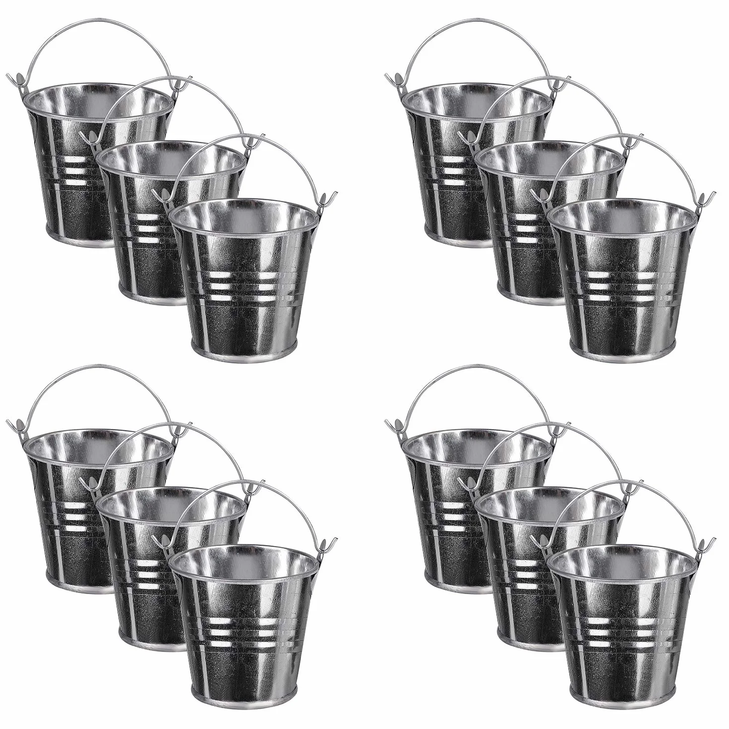Cubos Pequeños de Metal, 12 Piezas Mini Cubos de Metal Invitados de Boda Fiesta Bautizo Cumpleaños Detalles Caramelos Regalos para Botanas, Decoración y Manualidades