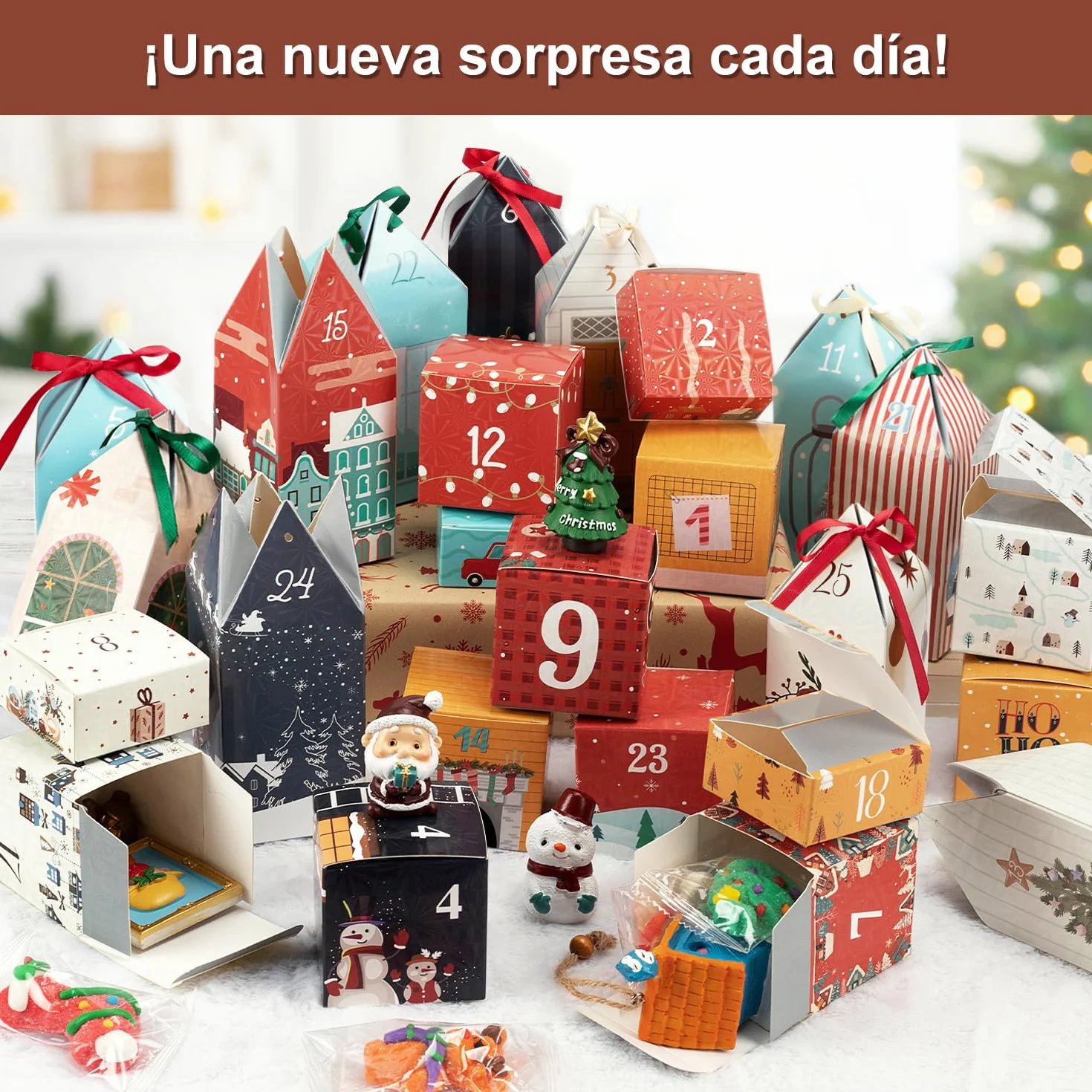 Calendario Adviento Cajas para Rellenar 25 Numeradas Navidad Crea tu 2025 Regalo Niños Amigos