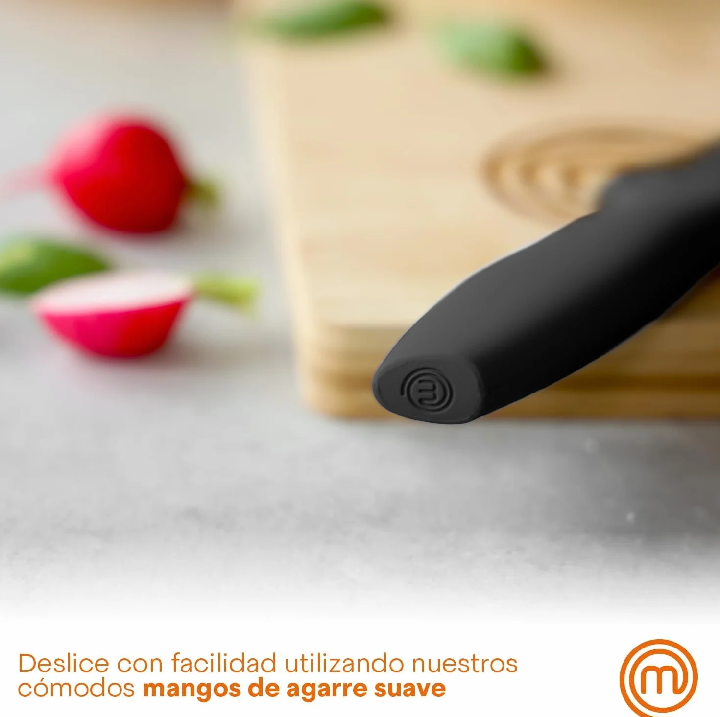 MasterChef Cuchillos Cocina Set de Chef 5 Piezas Acero Inoxidable Negro