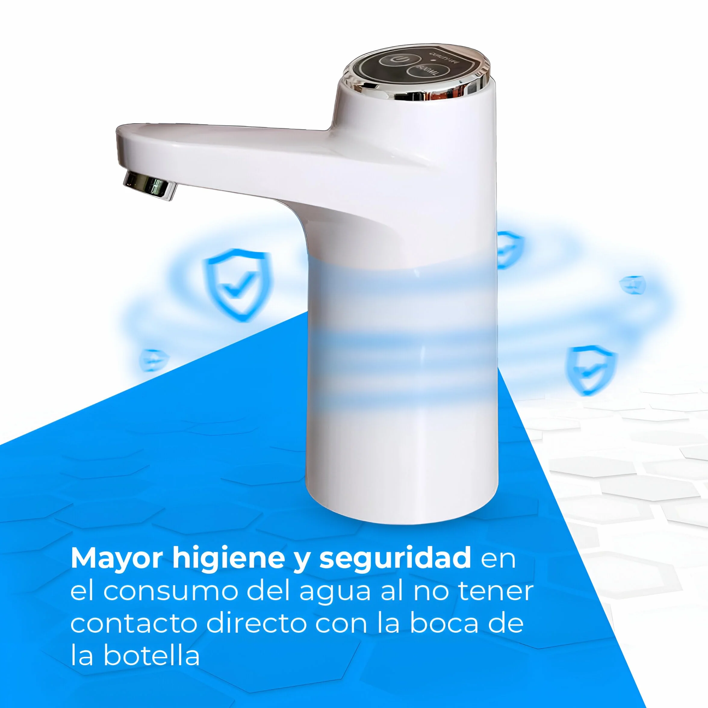NK Dispensador de Agua - Indicador LED, Batería 1200 mAh Recargable por USB, Material de Silicona, Compatible con Garrafas y Botellas 4,5L 5L 7,5L 10L 11,3L 15L 18,9L Adaptador de 3,8-4,8cm (Blanco)